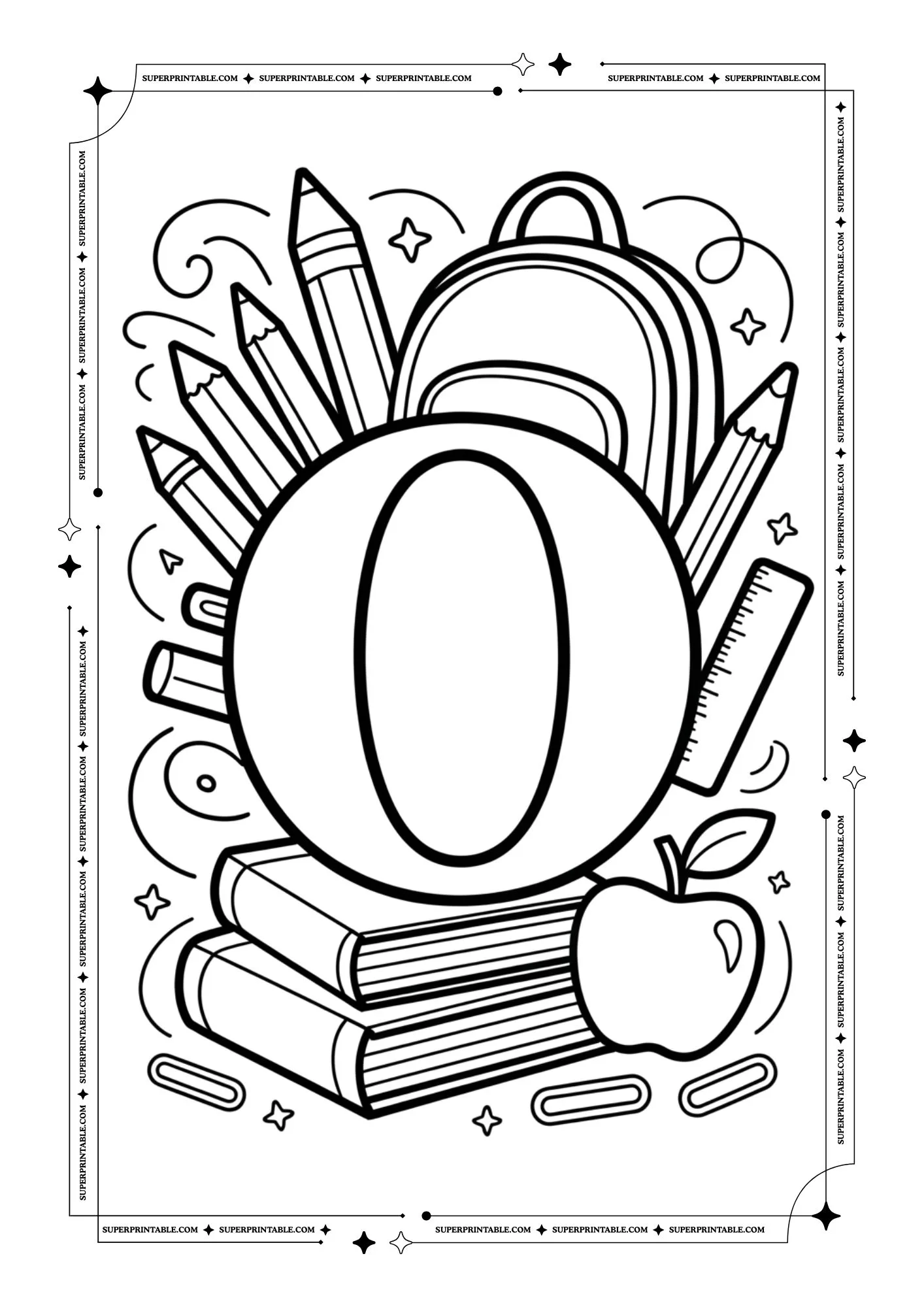 Back to School Numbers Coloring Pages 1