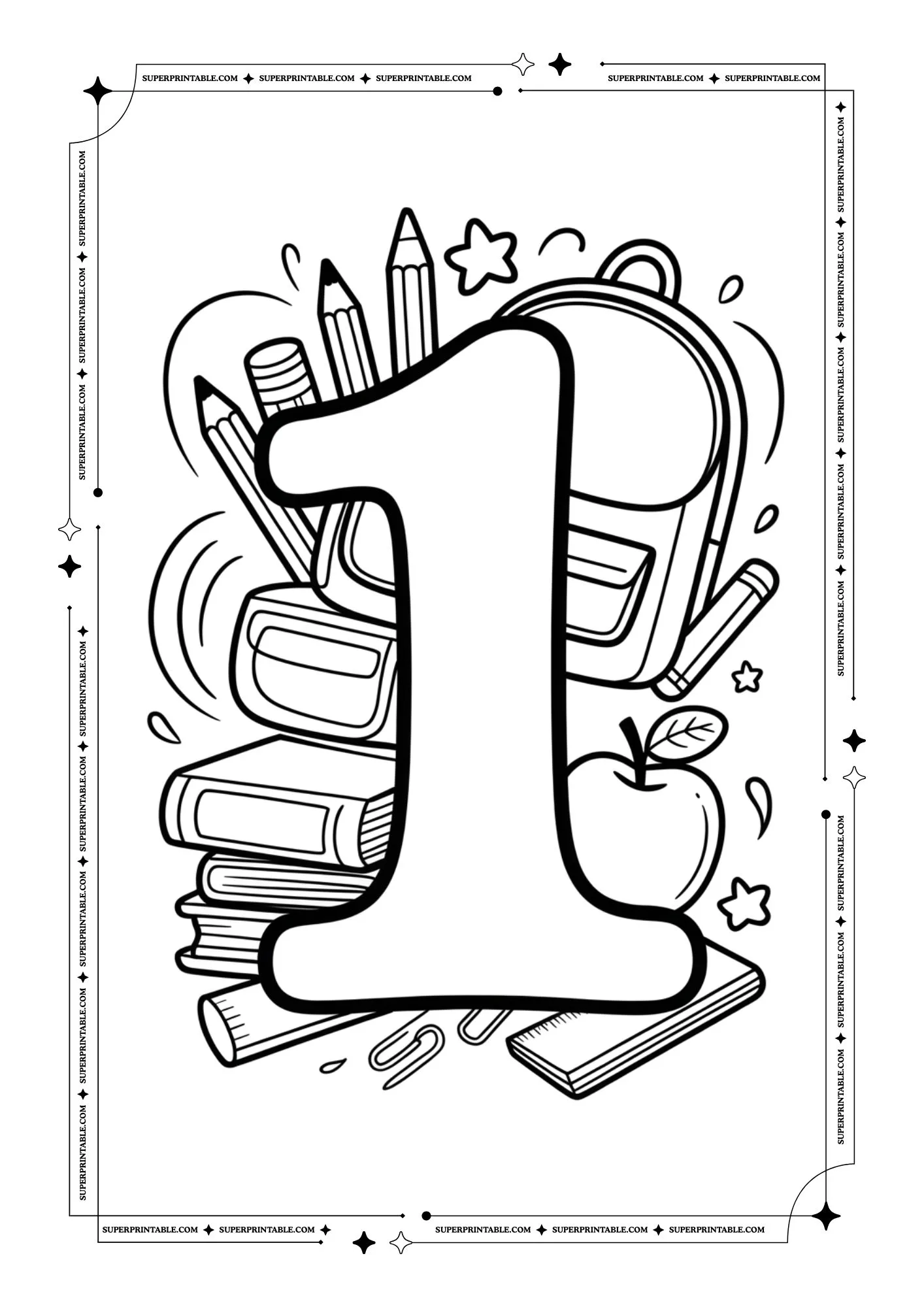 Back to School Numbers Coloring Pages 2