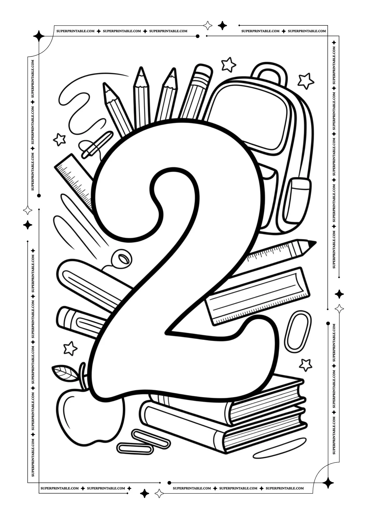 Back to School Numbers Coloring Pages 3