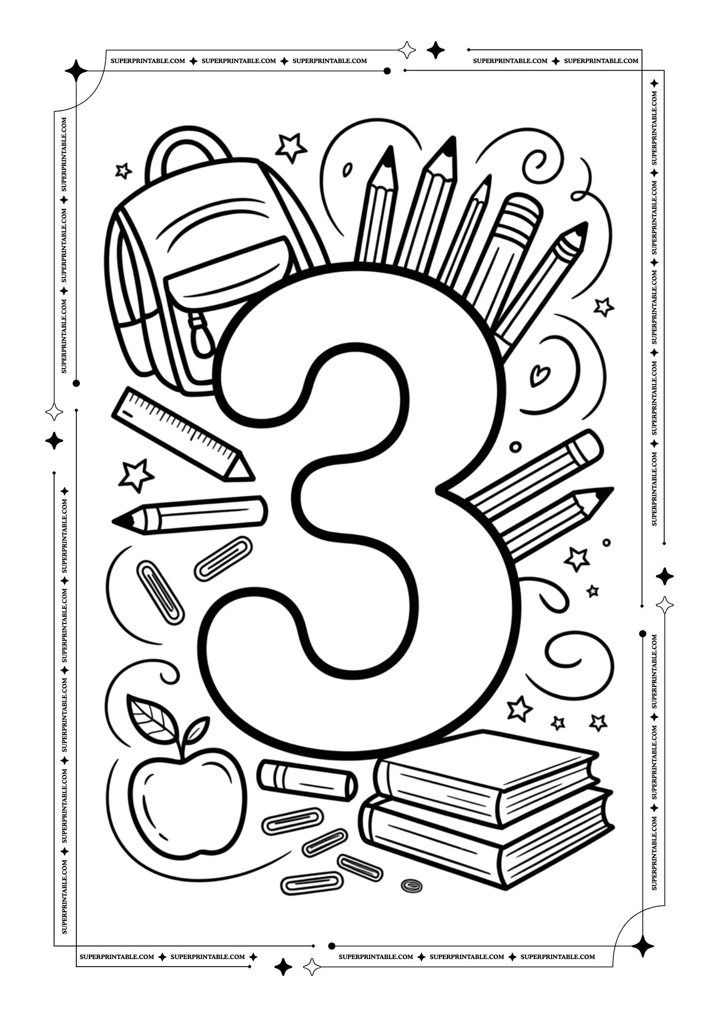 Back to School Numbers Coloring Pages 4
