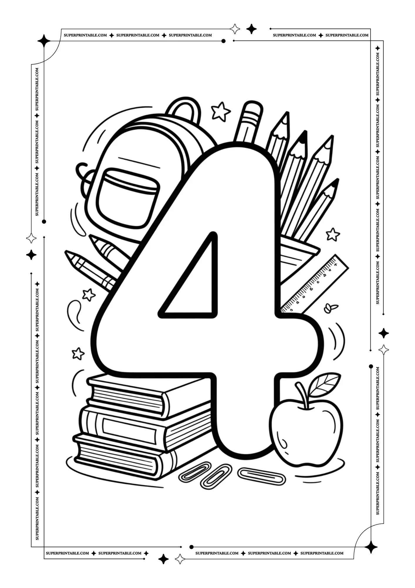 Back to School Numbers Coloring Pages 5