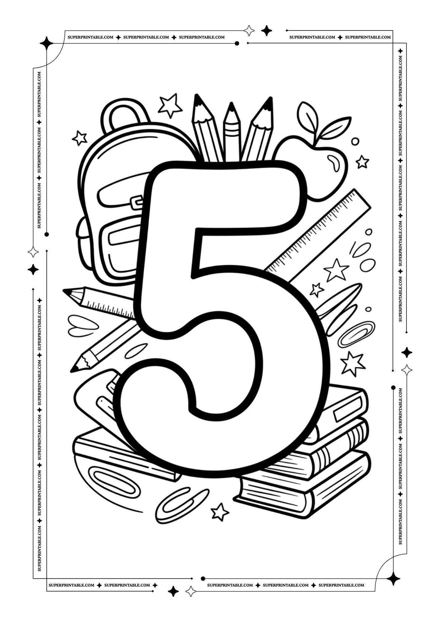 Back to School Numbers Coloring Pages 6