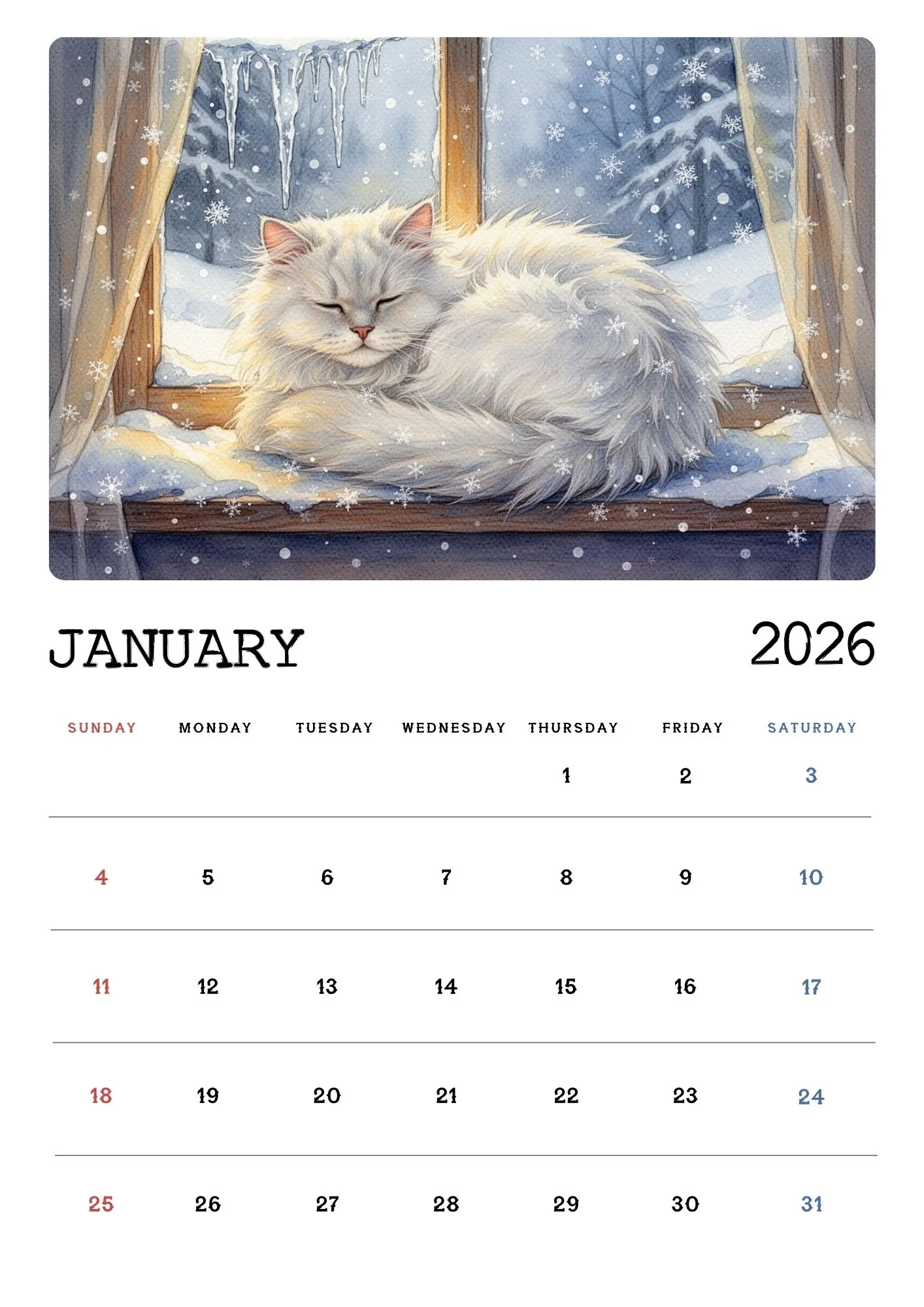 Cat Seasons Nature Calendar 2026 1