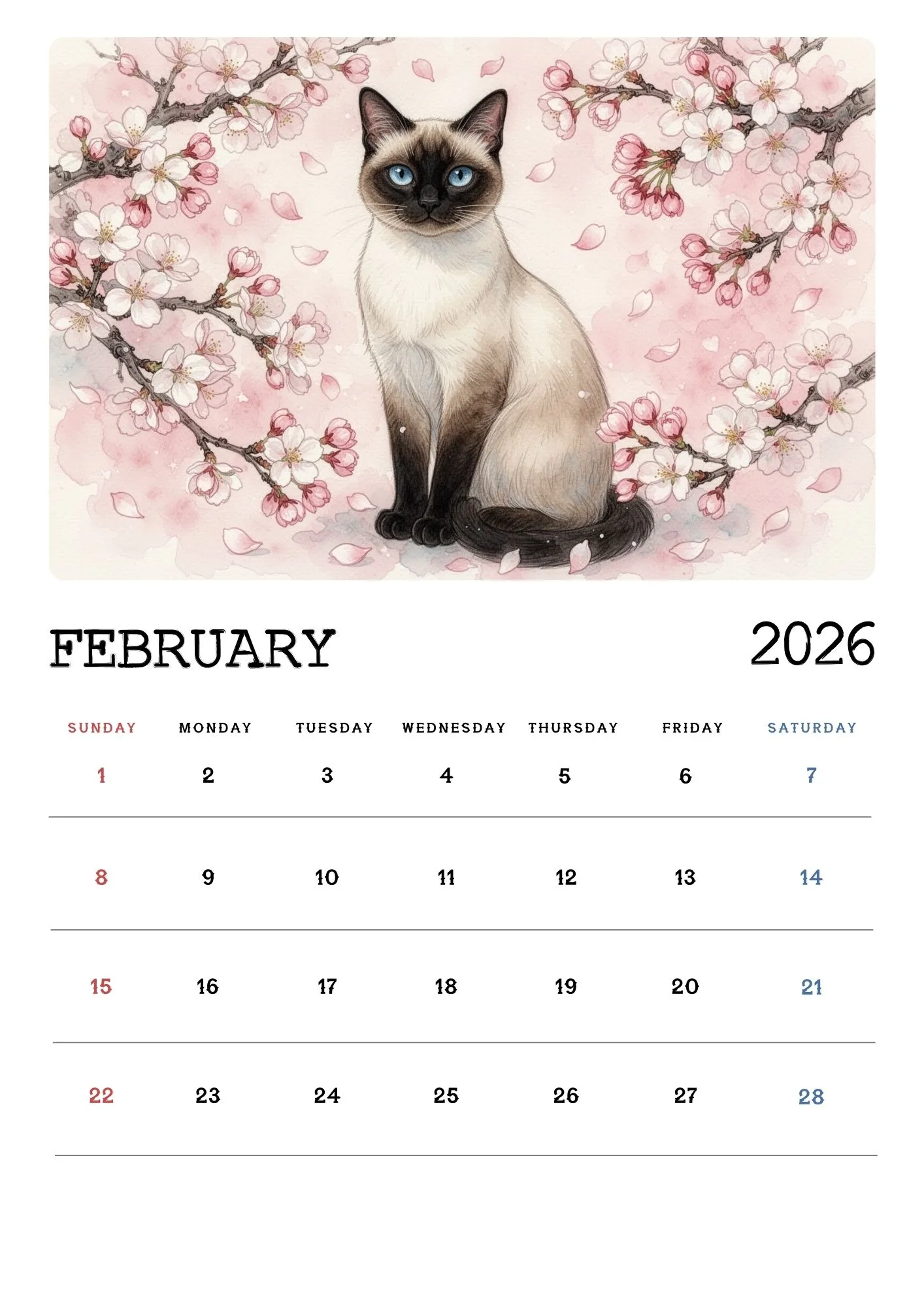 Cat Seasons Nature Calendar 2026 2