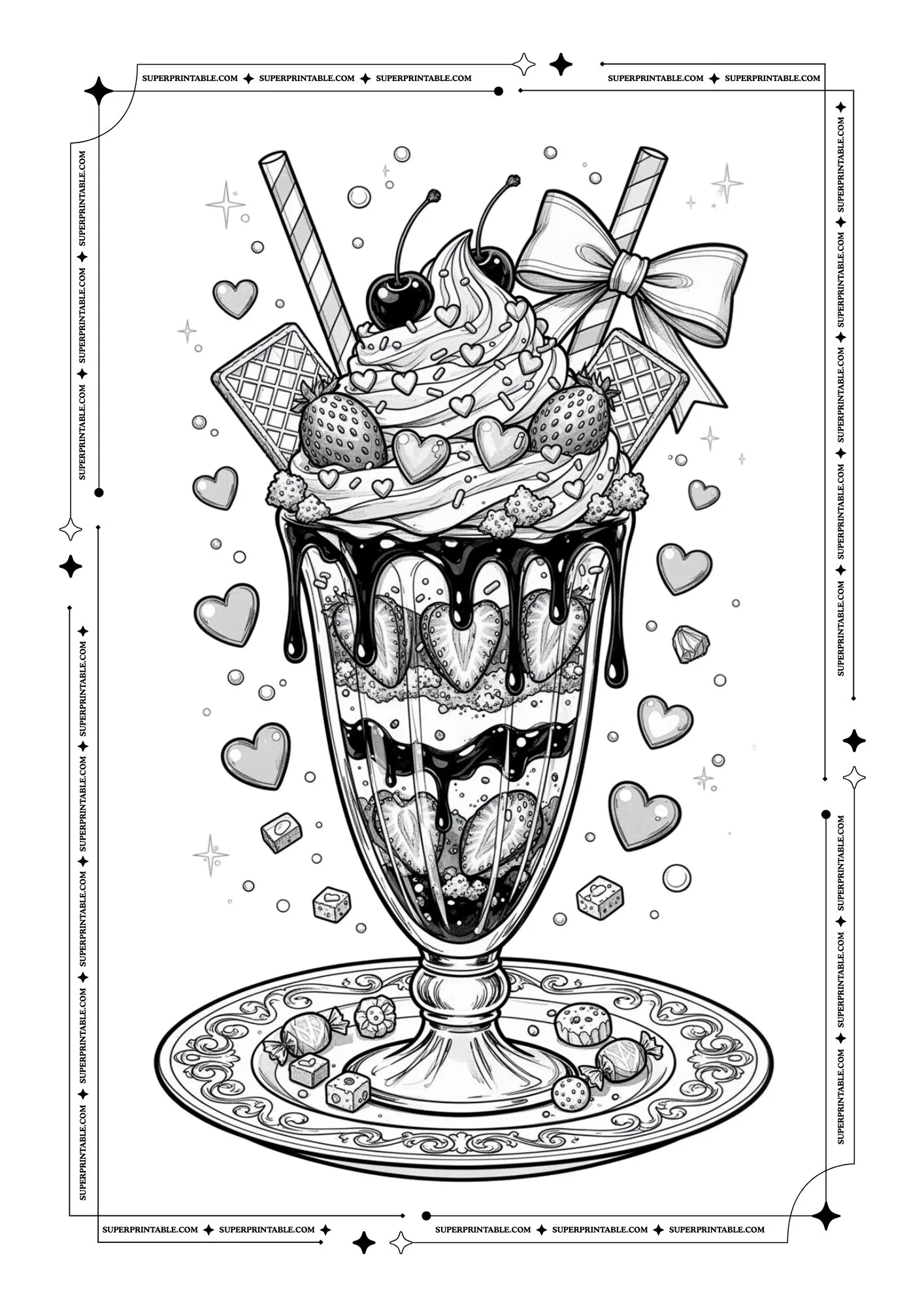 Chocolate & Love Coloring Pages For Adults 7