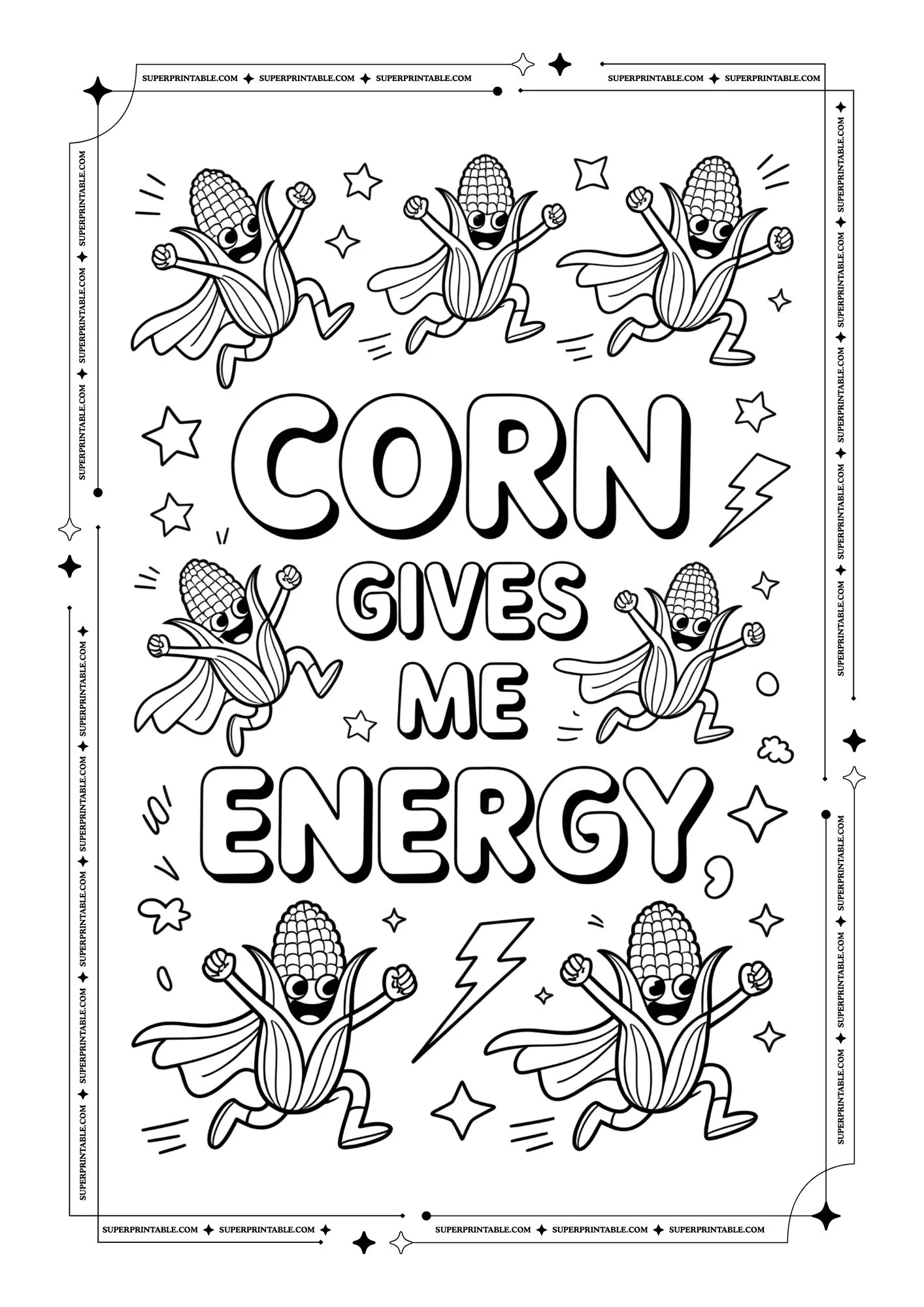Corn Healthy Poster Coloring Pages 1