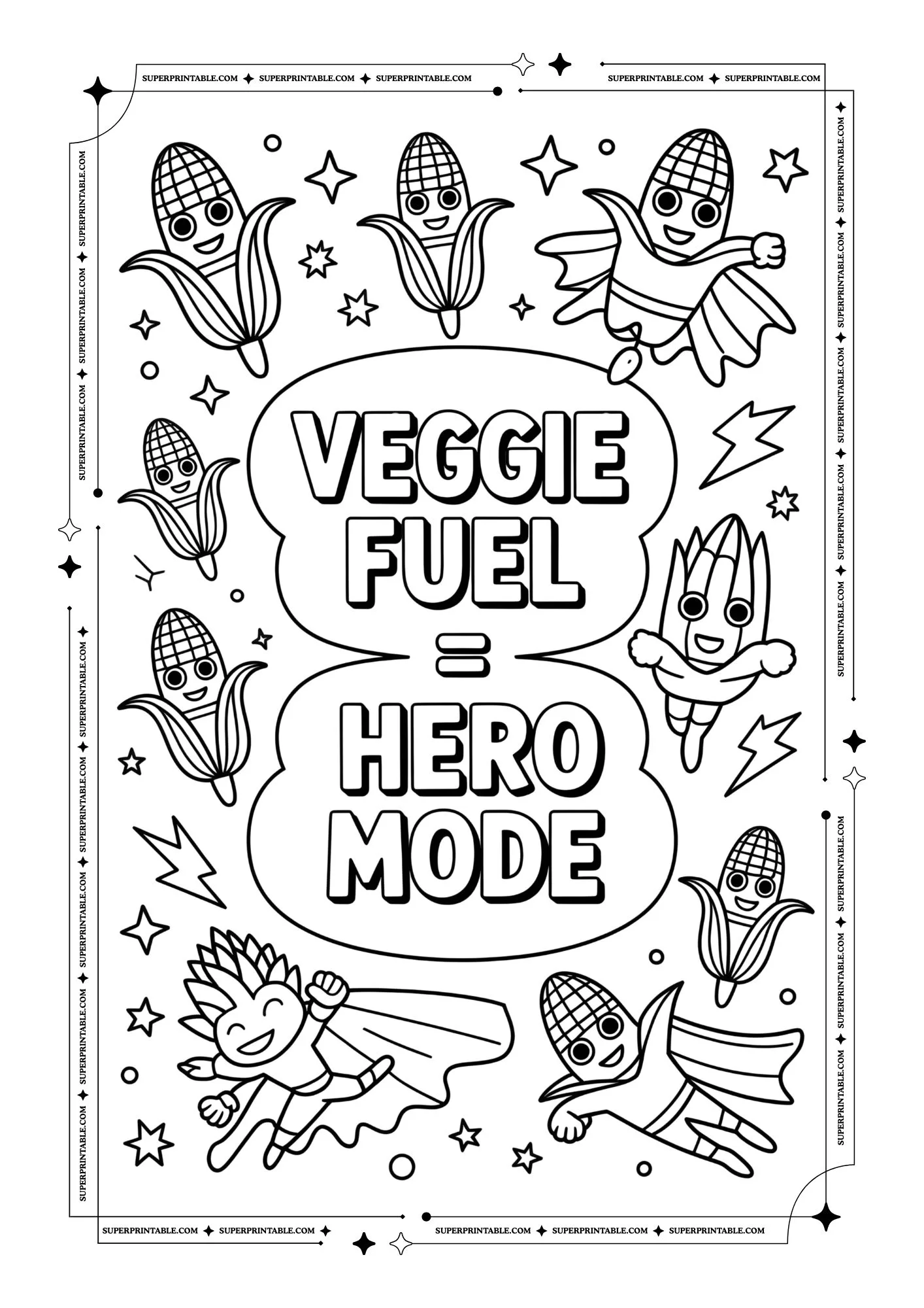 Corn Healthy Poster Coloring Pages 3