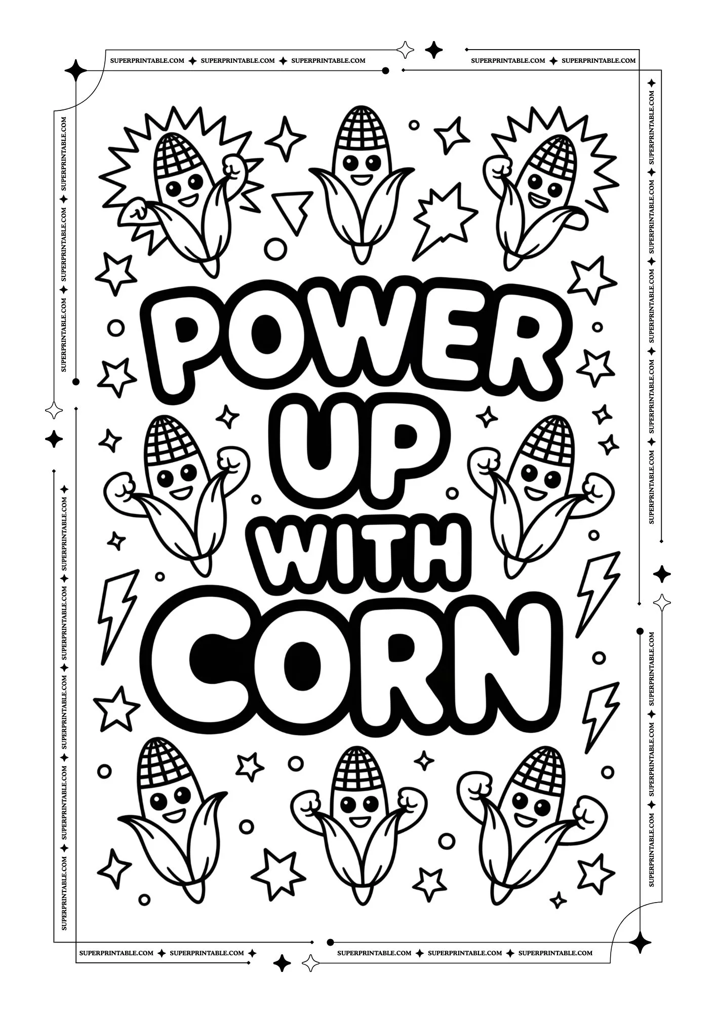 Corn Healthy Poster Coloring Pages 4