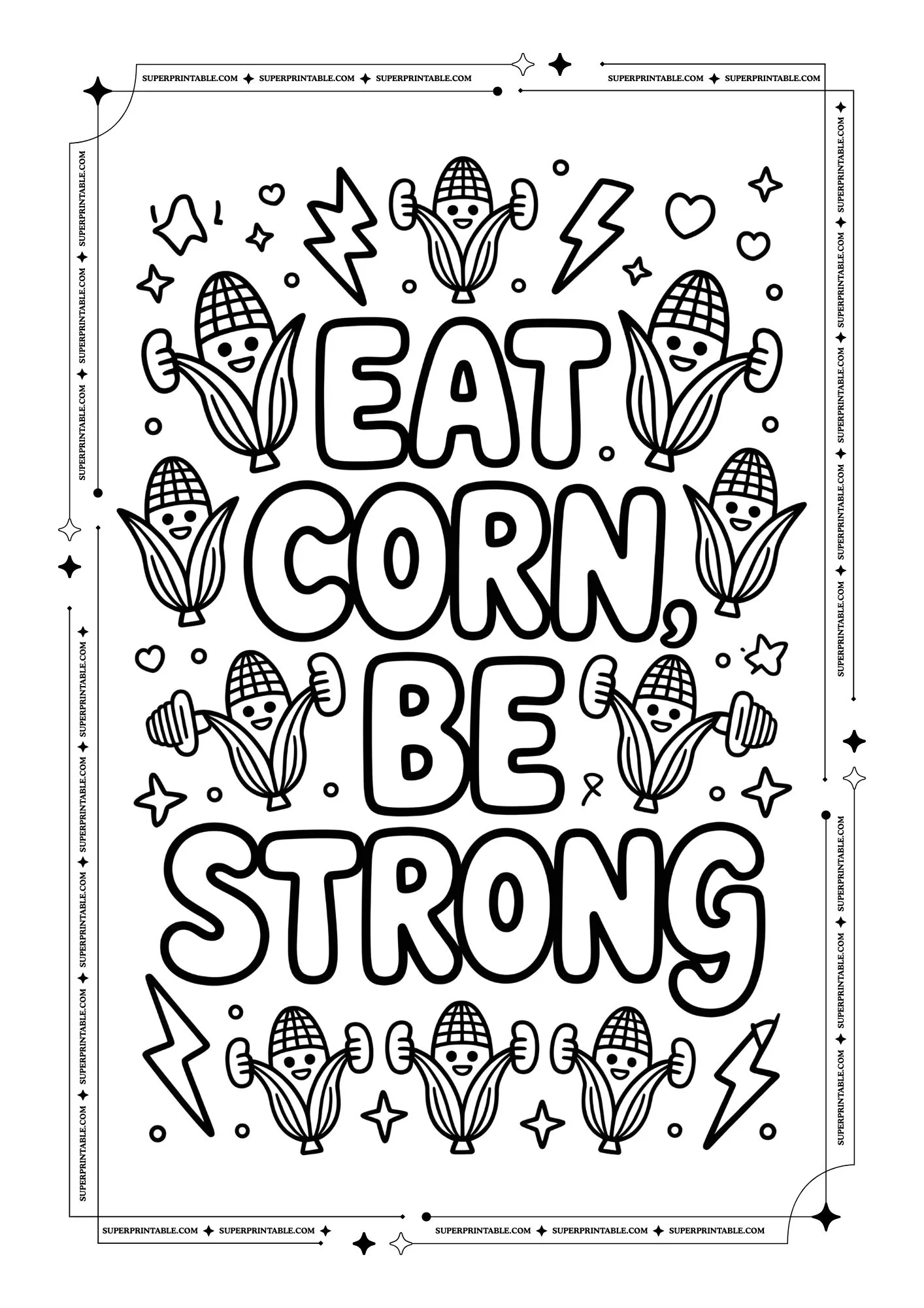 Corn Healthy Poster Coloring Pages 5
