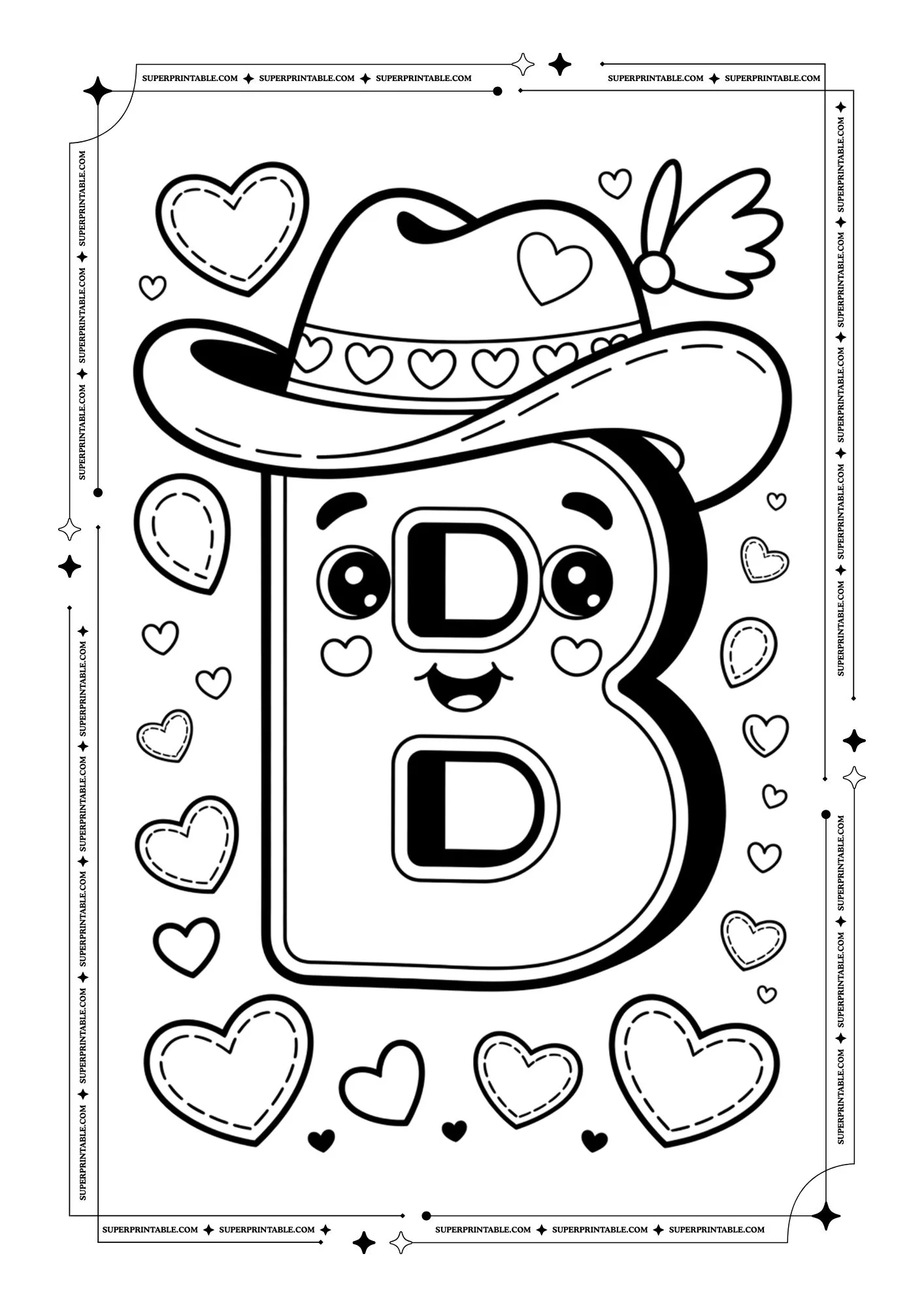 Cowboy Valentines Alphabet Coloring Pages 2