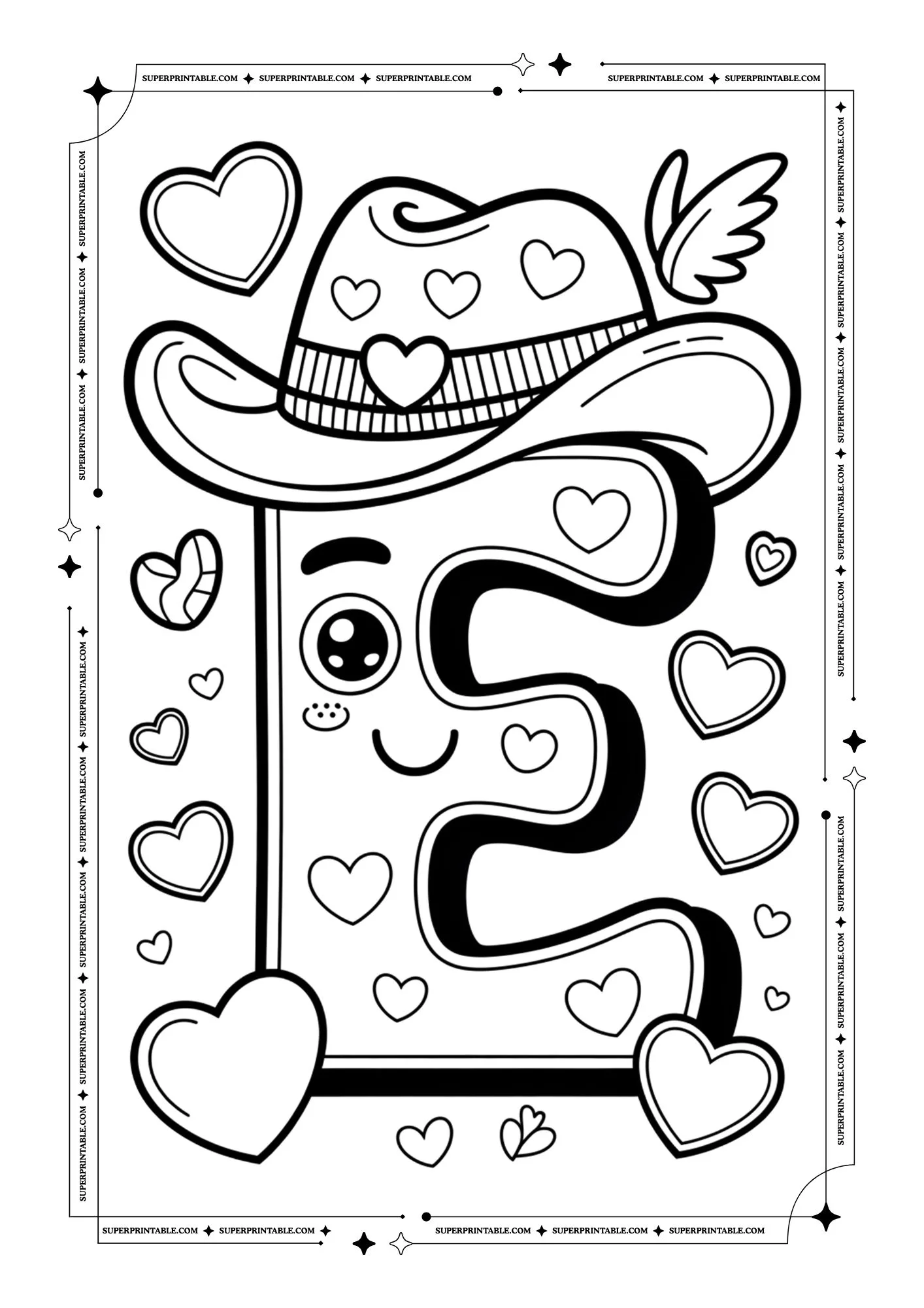 Cowboy Valentines Alphabet Coloring Pages 5