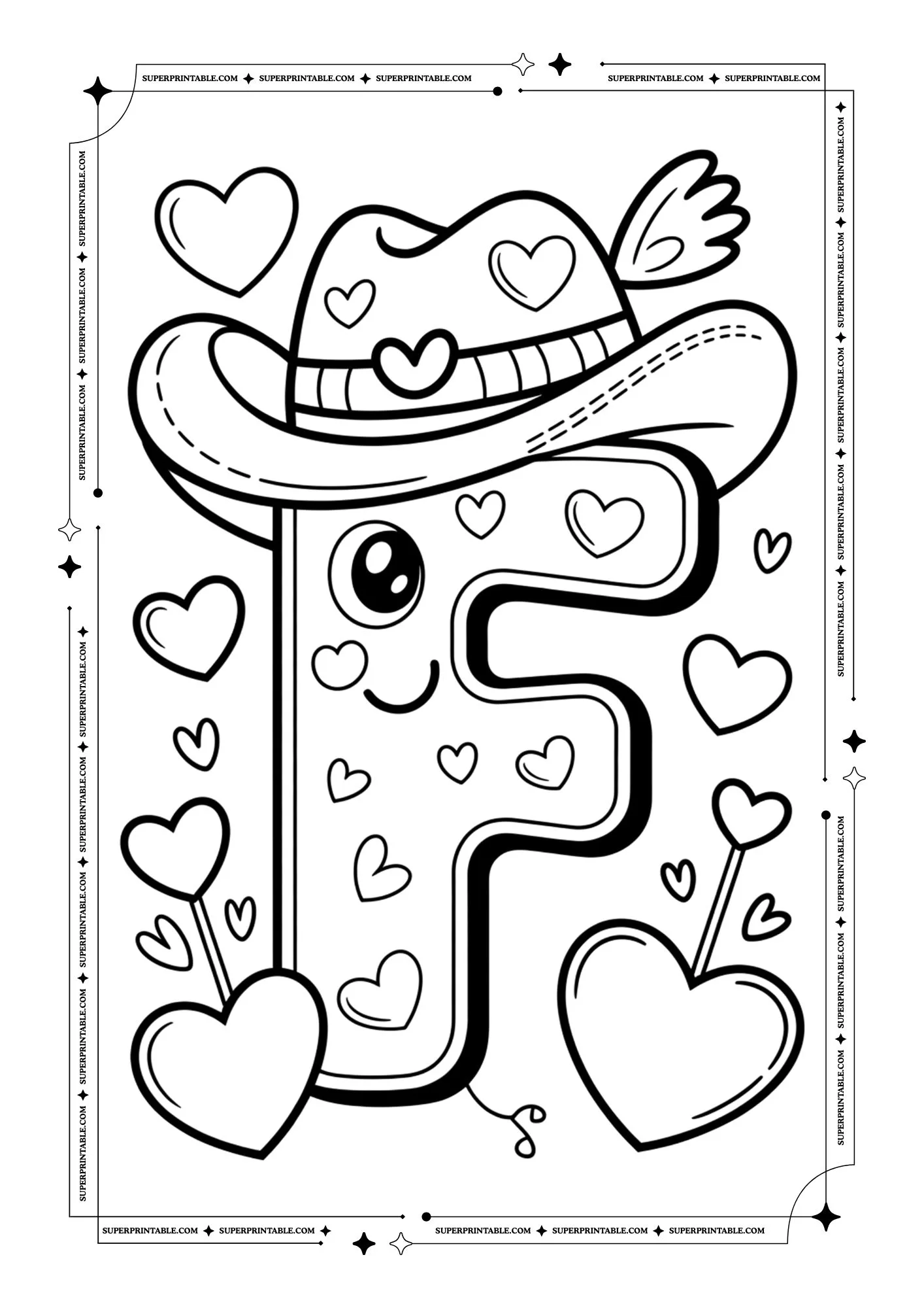 Cowboy Valentines Alphabet Coloring Pages 6