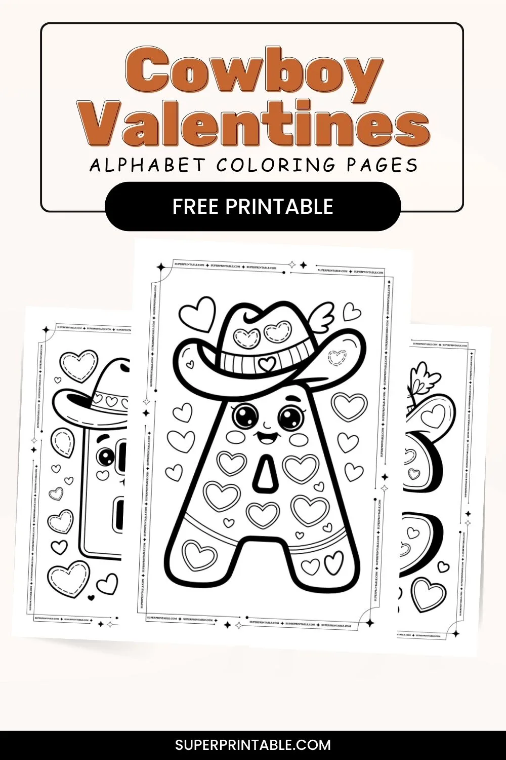 Cowboy Valentines Alphabet Coloring Pages Pinterest Image