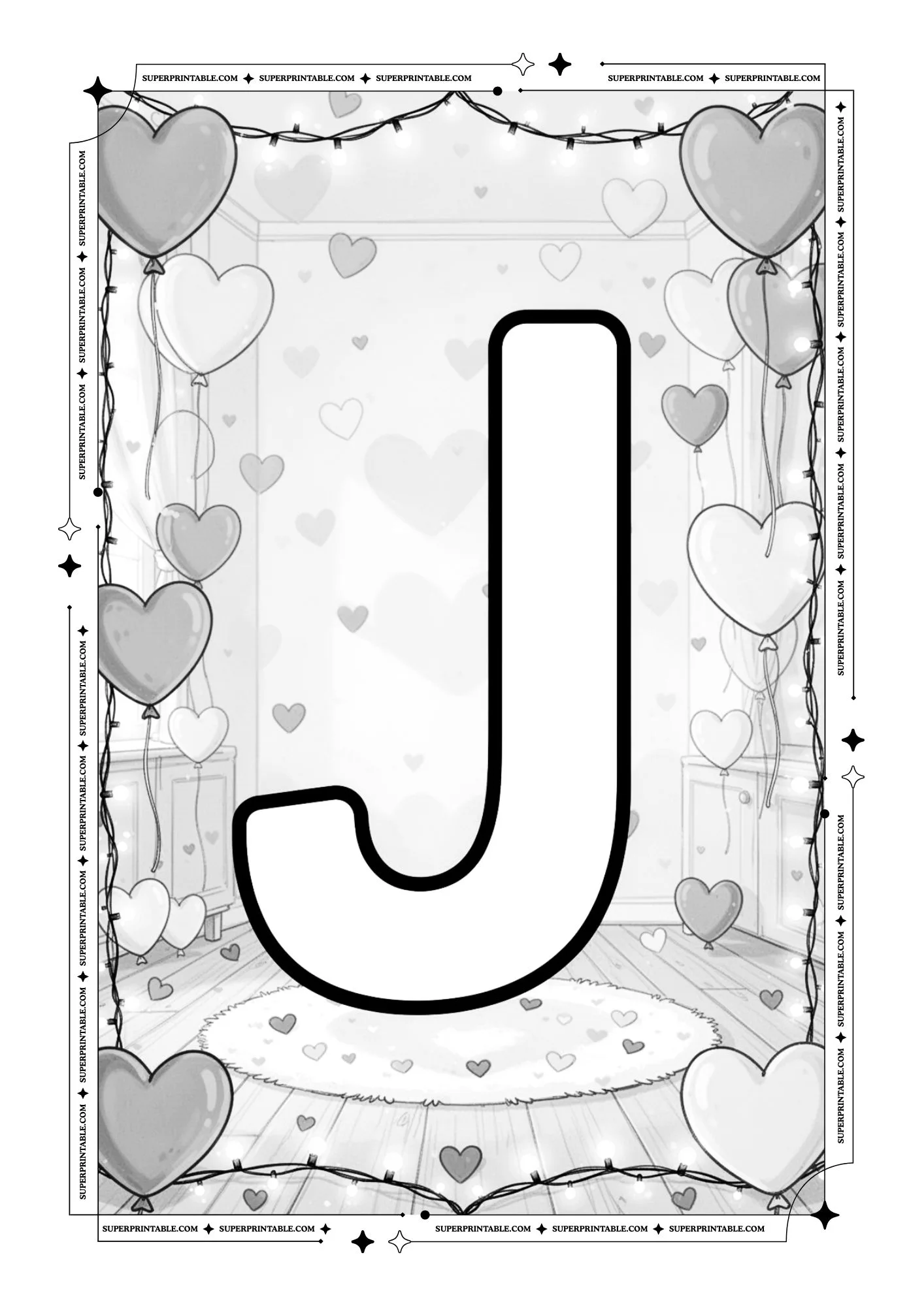 Cozy Interior Valentines Alphabet Coloring Pages 10