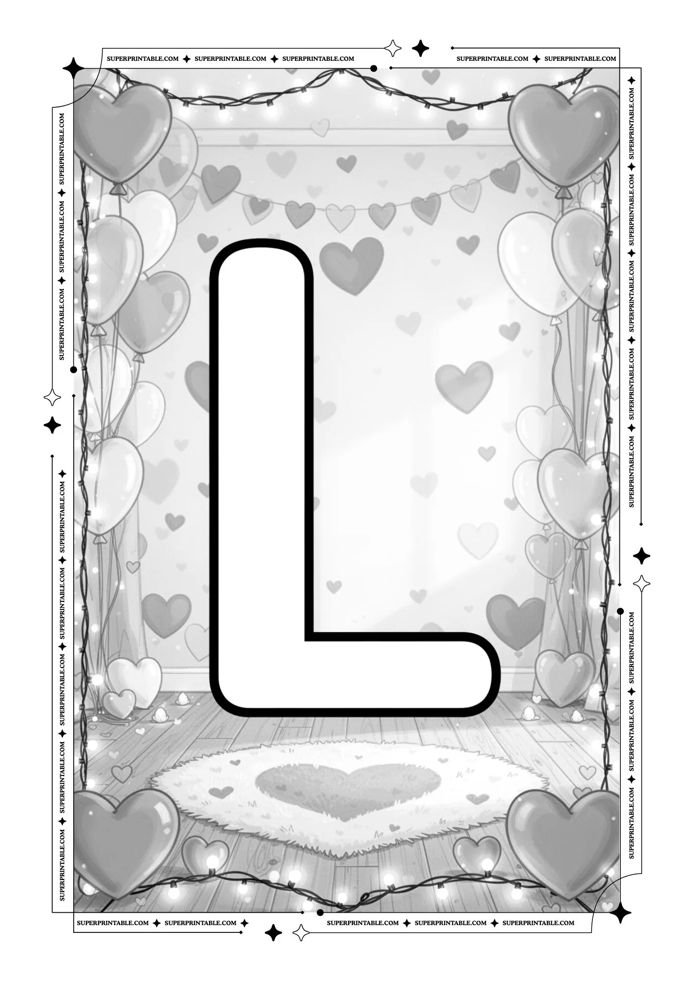 Cozy Interior Valentines Alphabet Coloring Pages 12