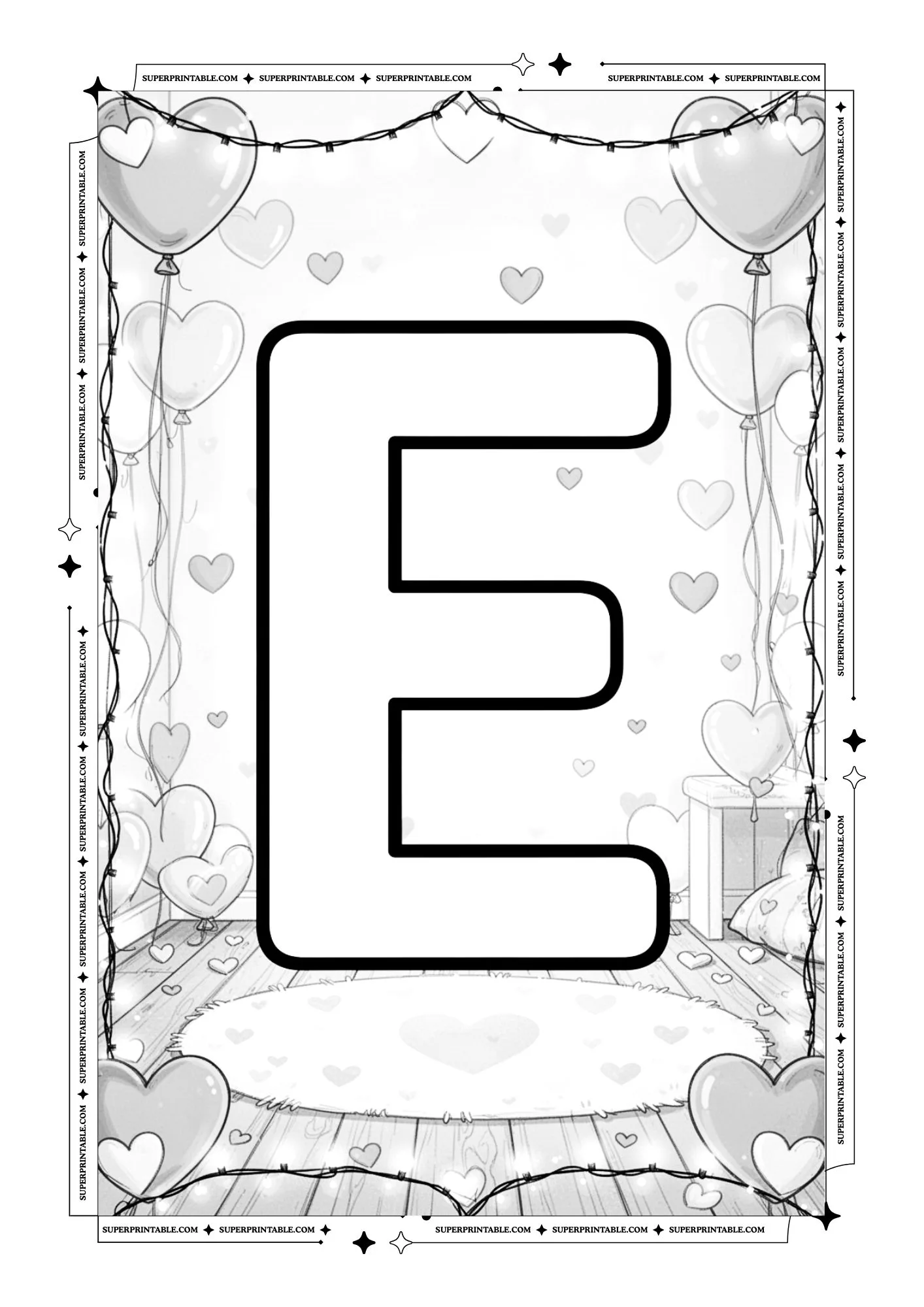 Cozy Interior Valentines Alphabet Coloring Pages 5