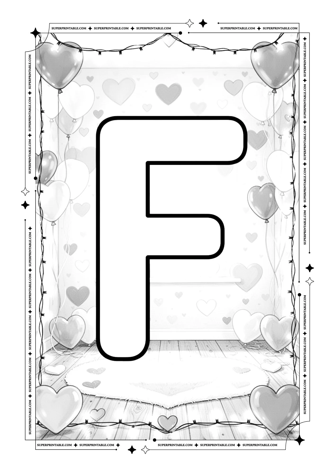 Cozy Interior Valentines Alphabet Coloring Pages 6