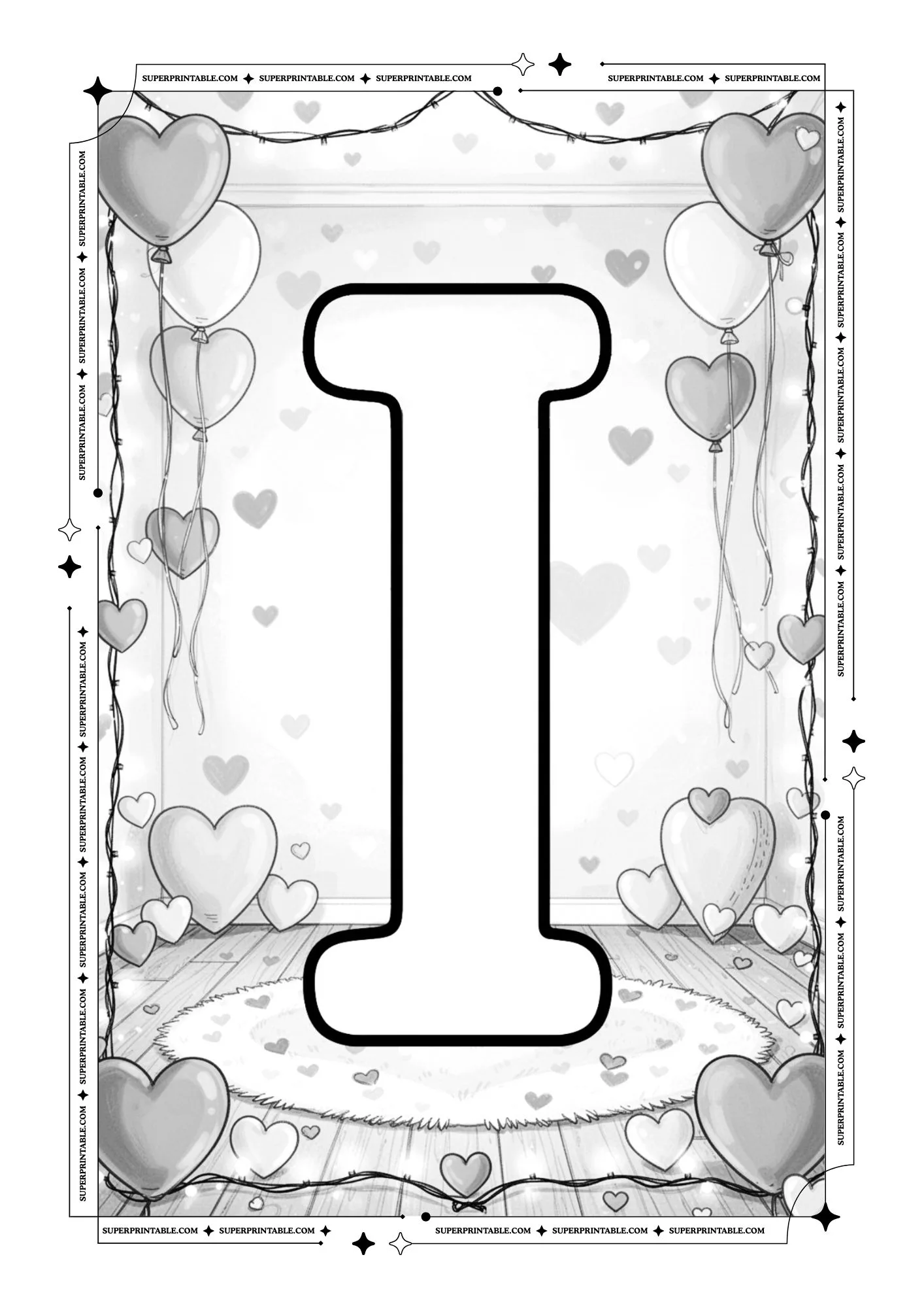 Cozy Interior Valentines Alphabet Coloring Pages 9