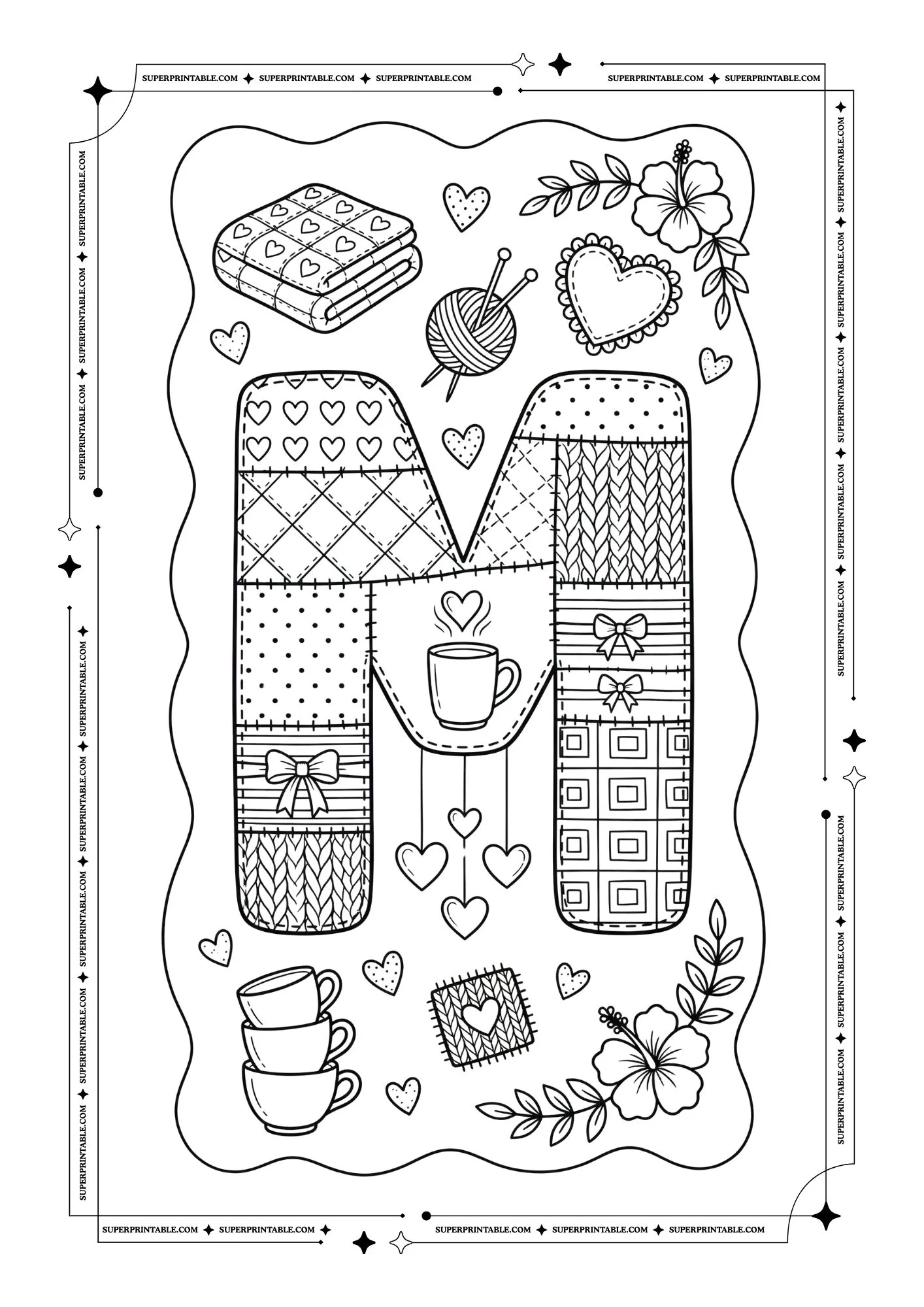 Cozy Valentines Alphabet Coloring Pages 13