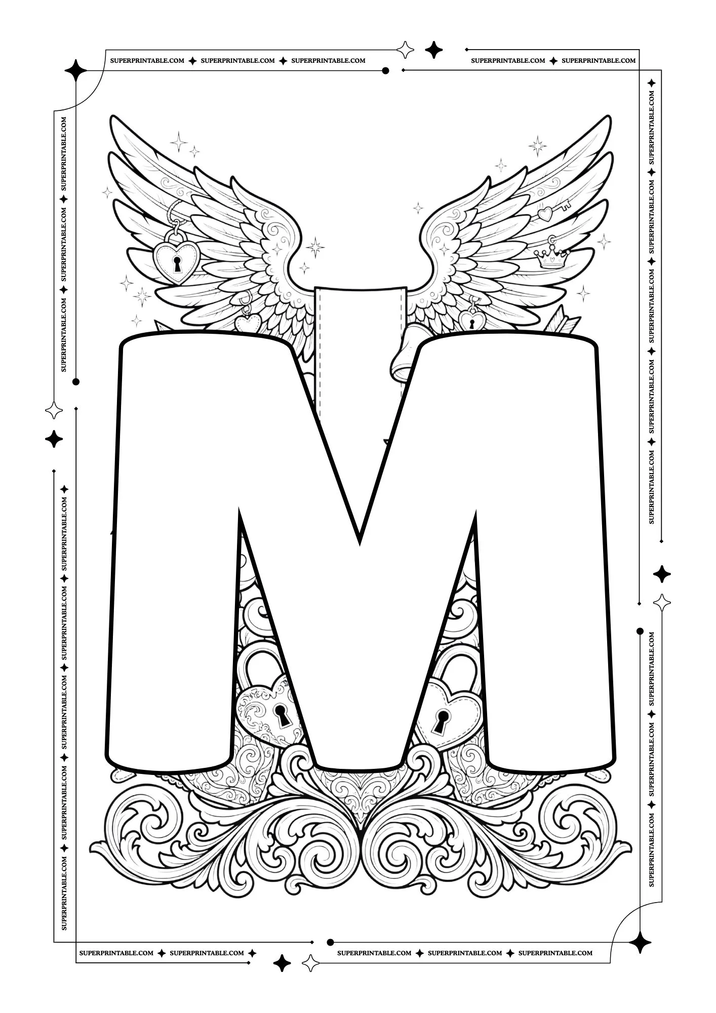 Cupid World Valentines Alphabet Coloring Pages 14