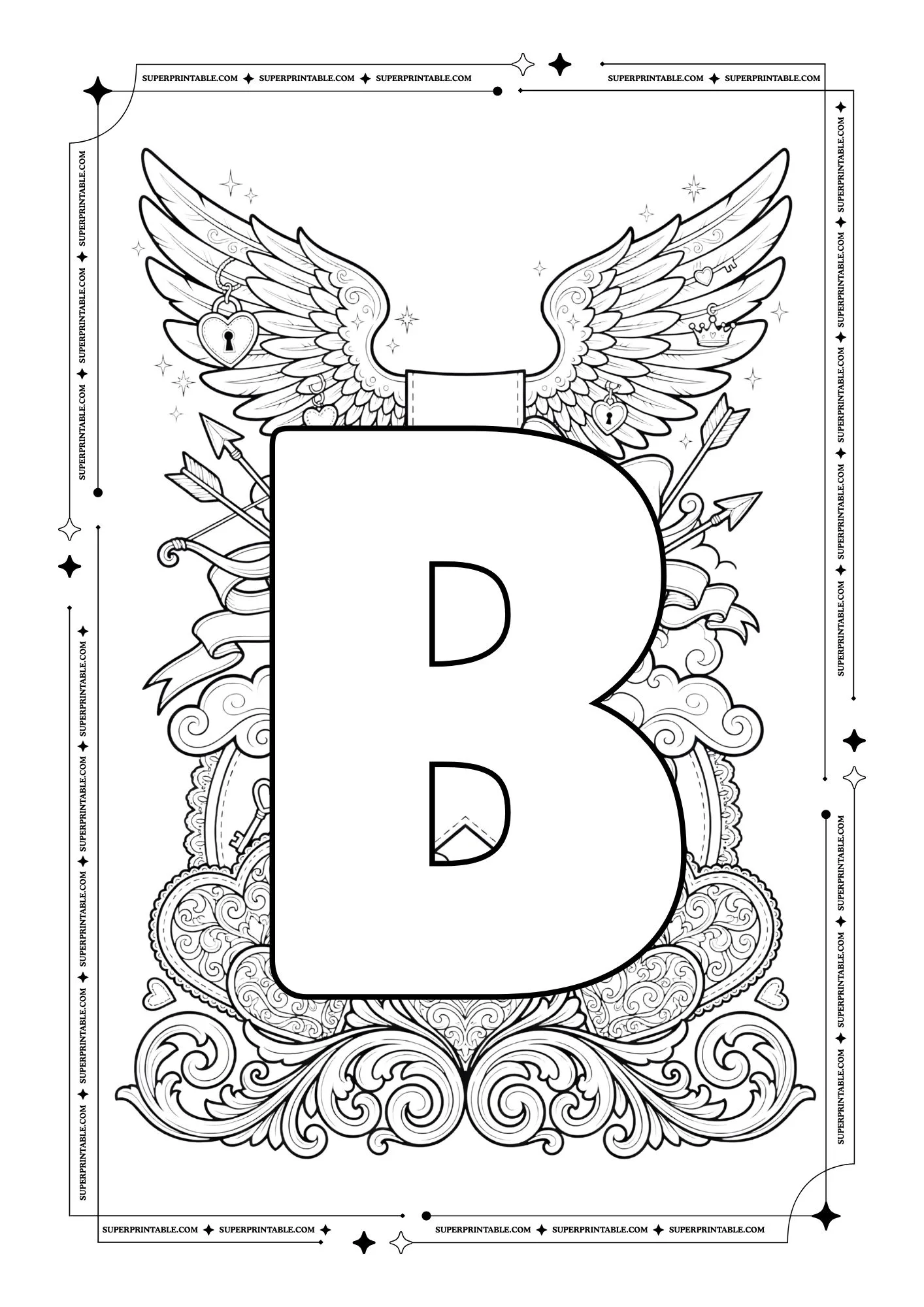 Cupid World Valentines Alphabet Coloring Pages 3