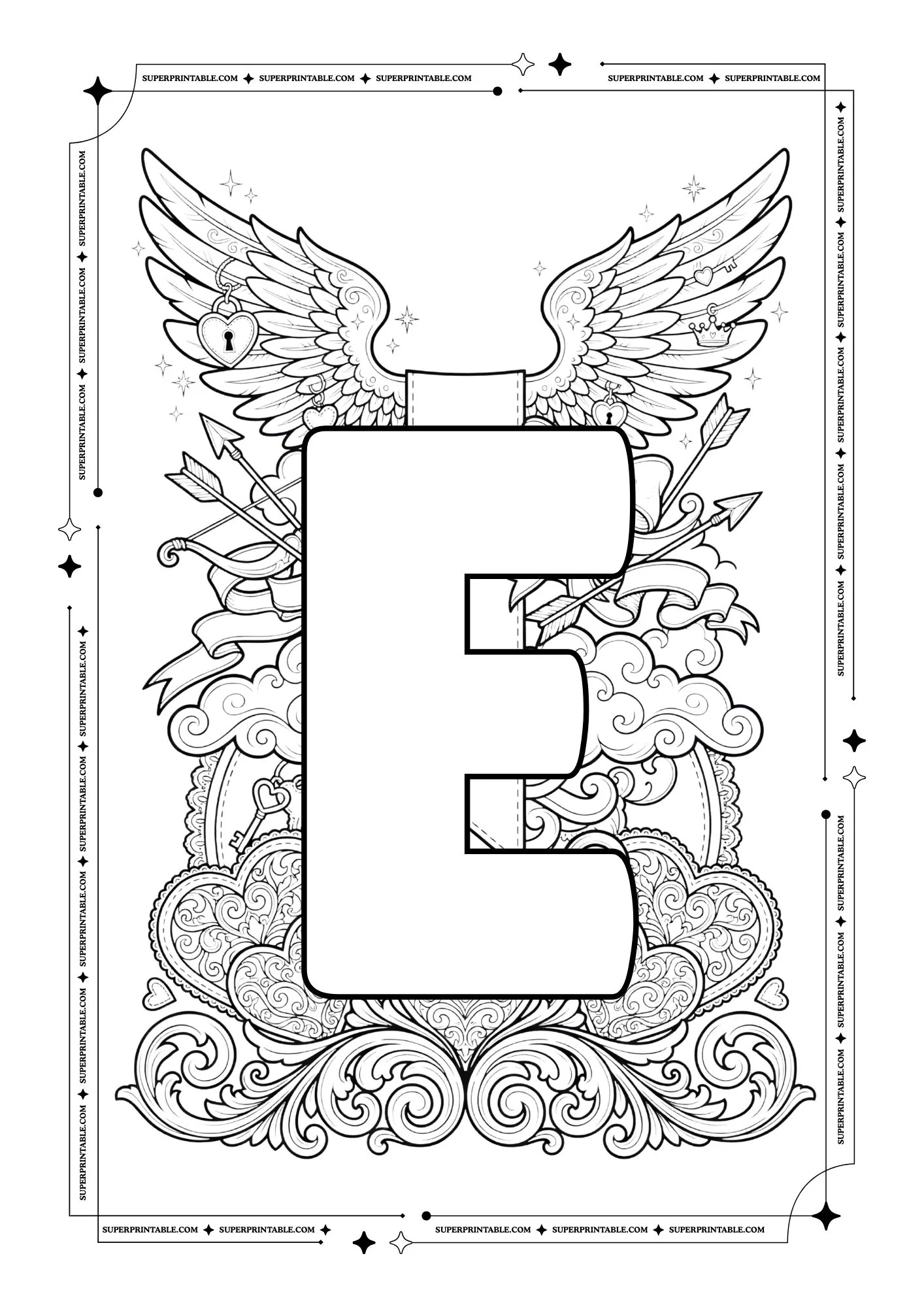 Cupid World Valentines Alphabet Coloring Pages 6
