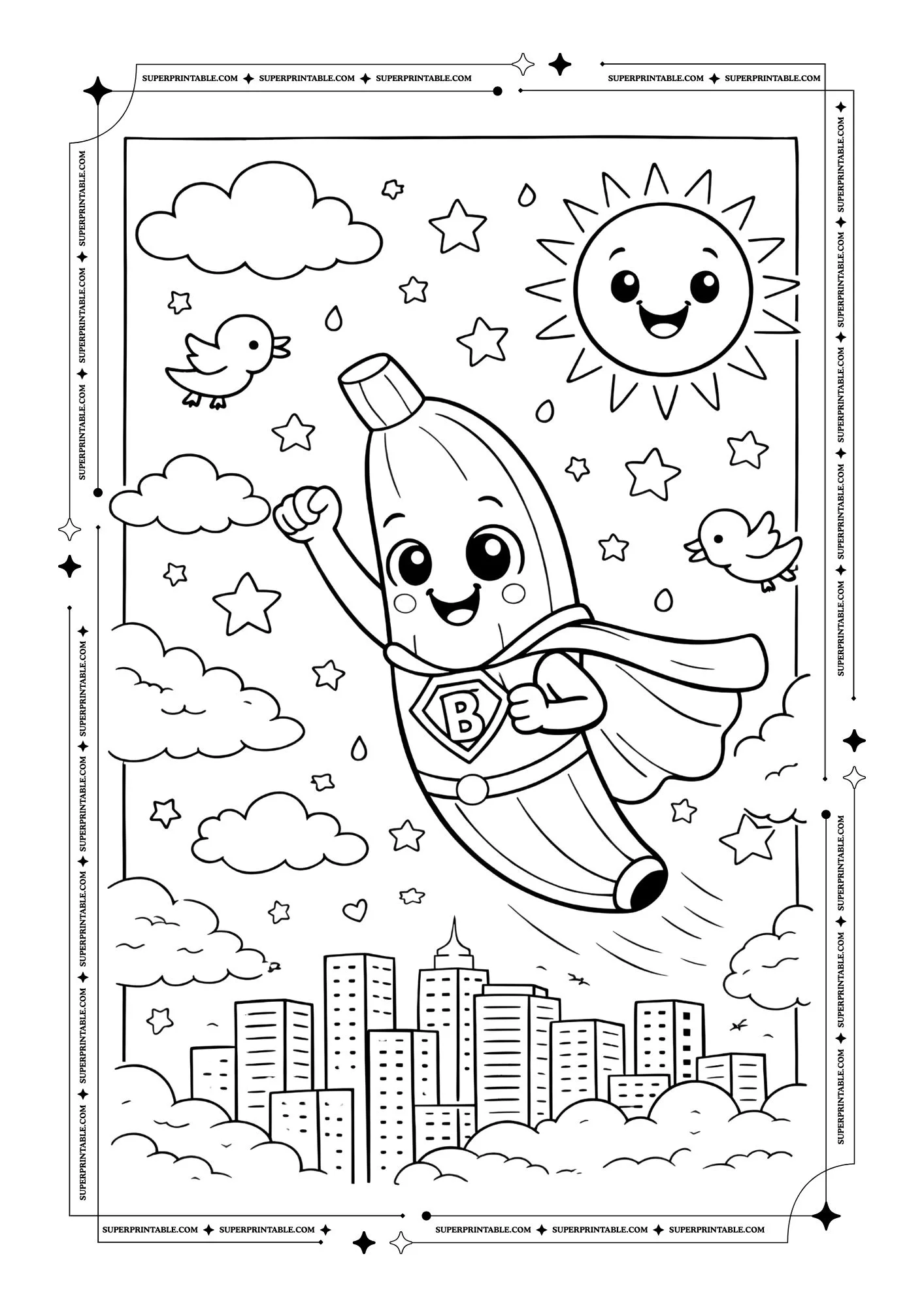 Cute Banana Coloring Pages 10