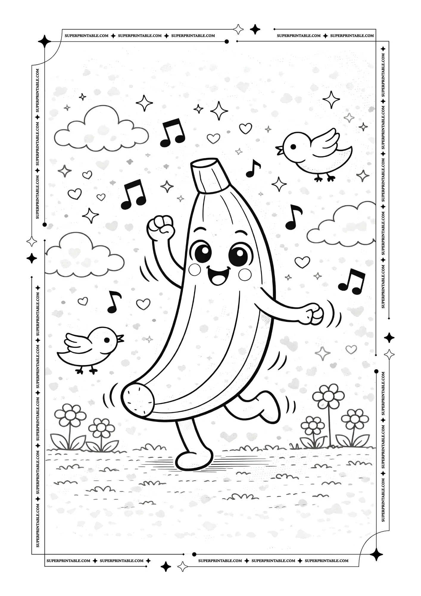 Cute Banana Coloring Pages 14