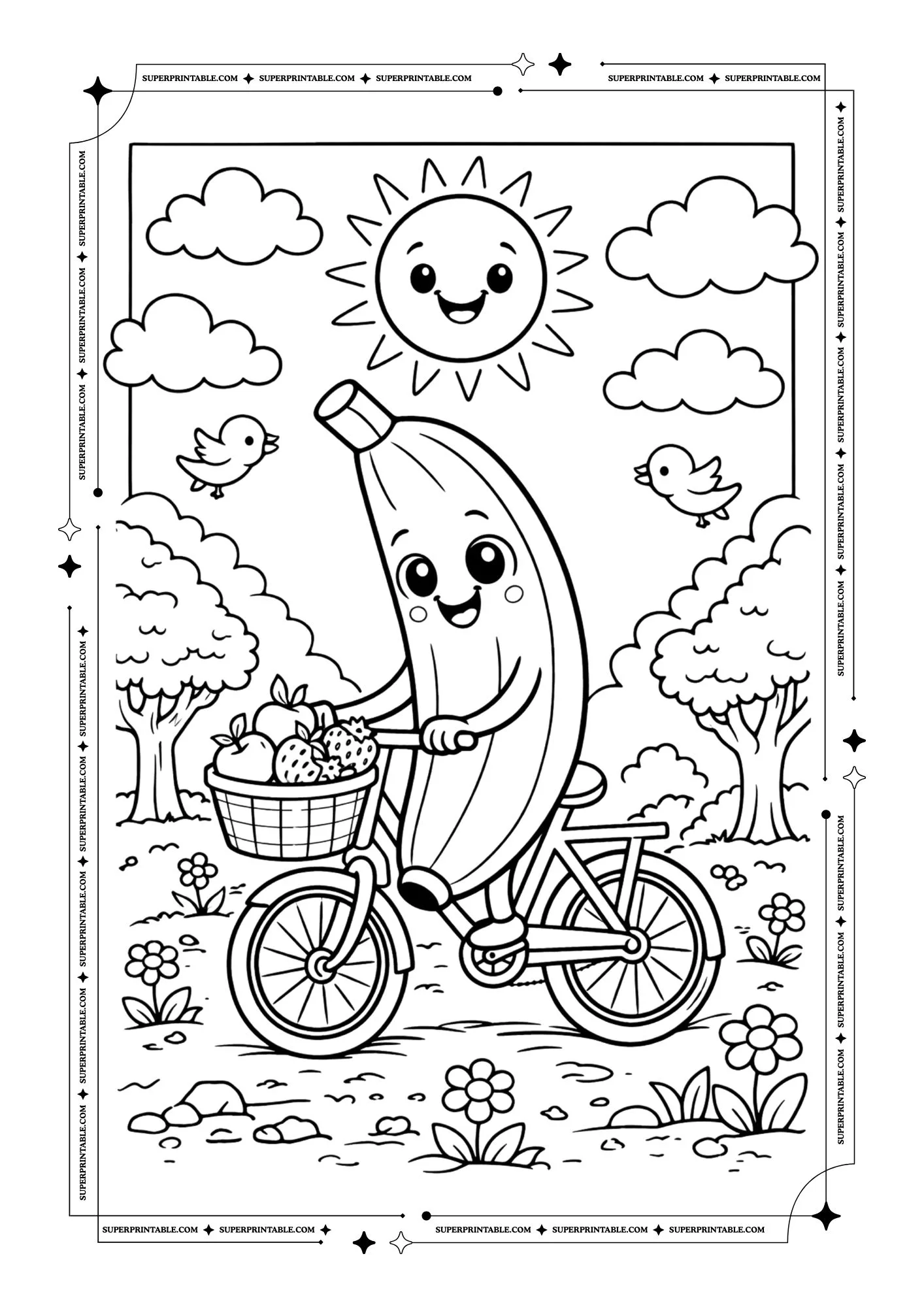Cute Banana Coloring Pages 3