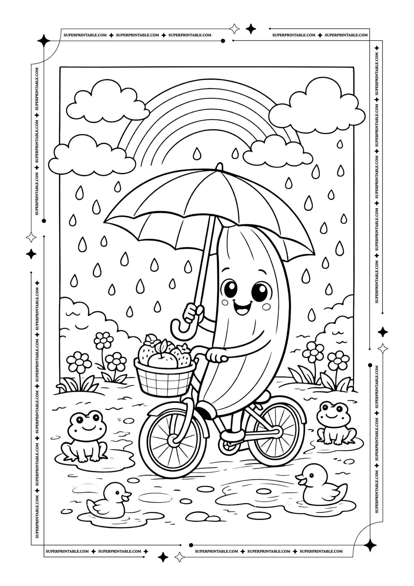 Cute Banana Coloring Pages 4