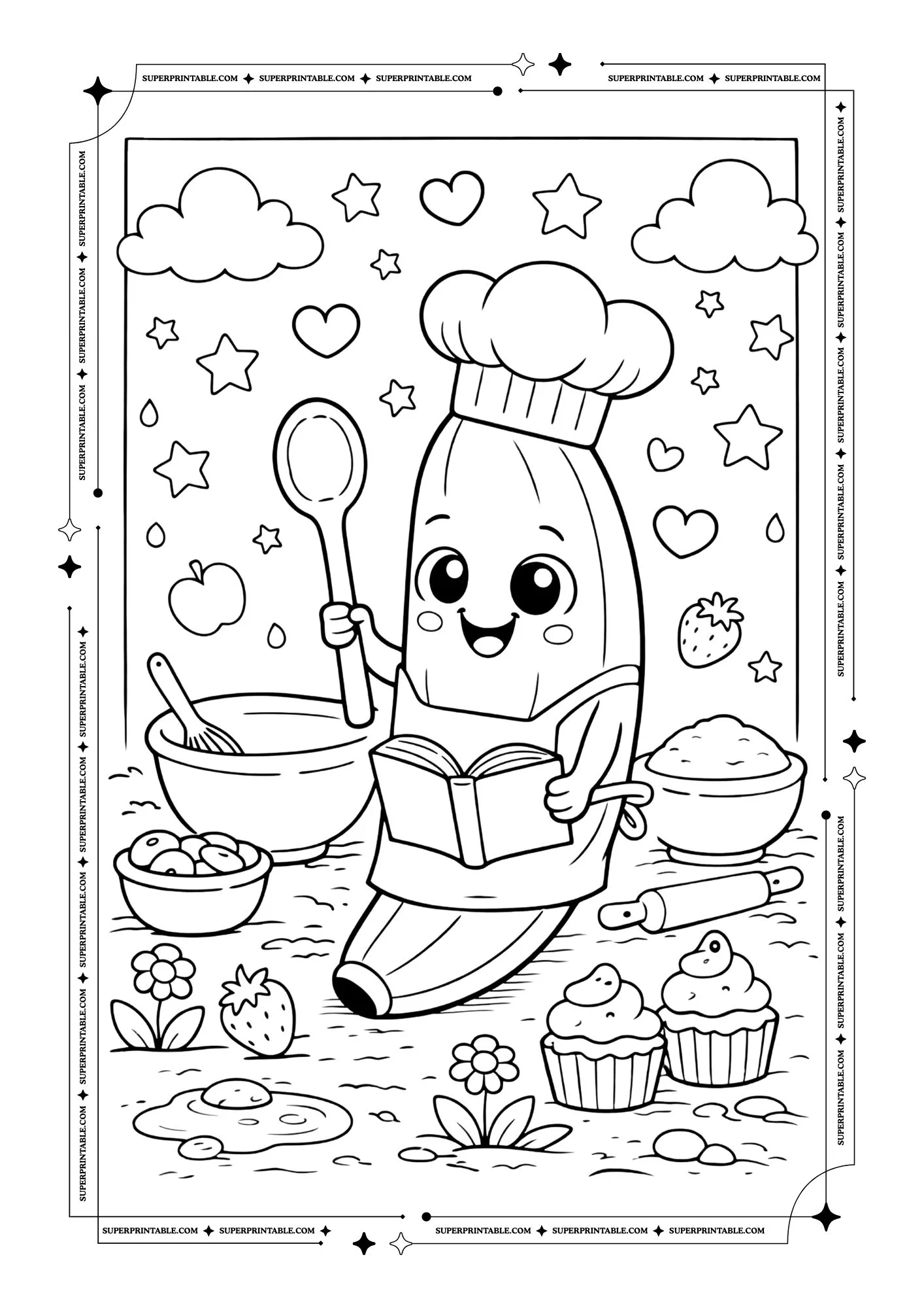 Cute Banana Coloring Pages 6