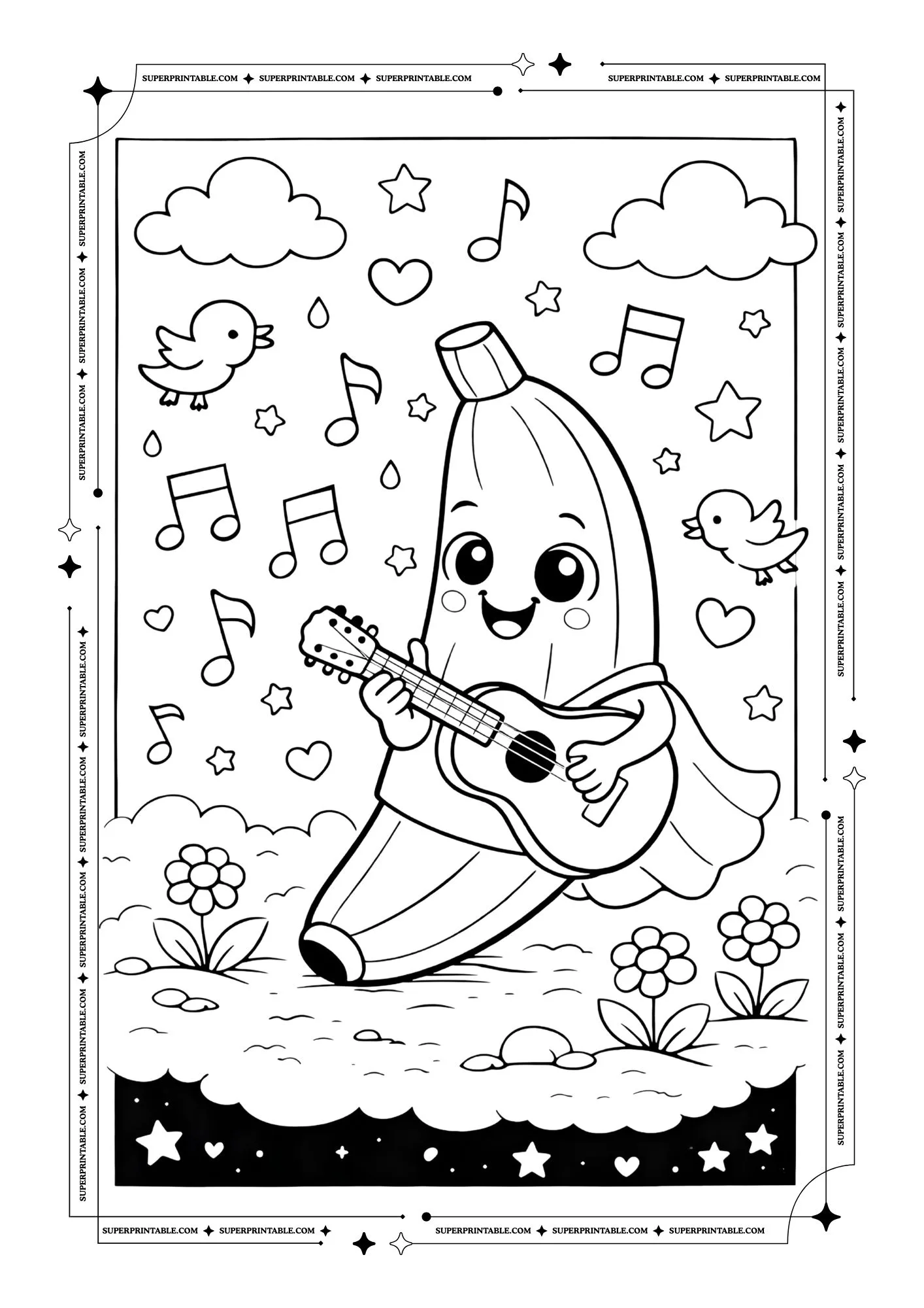 Cute Banana Coloring Pages 9