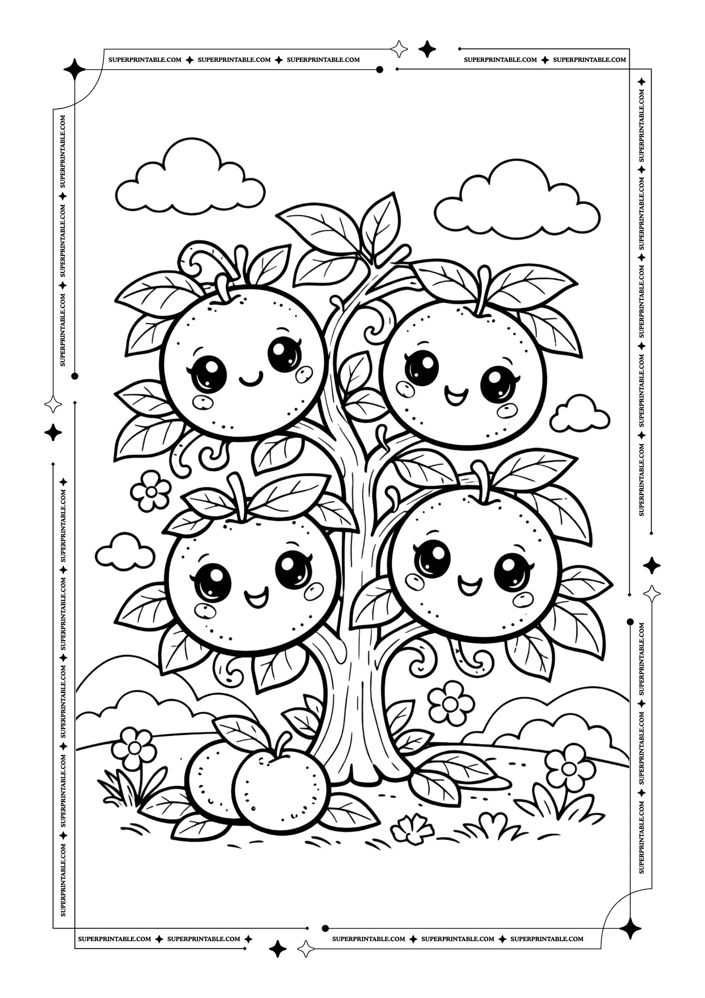 Cute Orange Coloring Pages 1