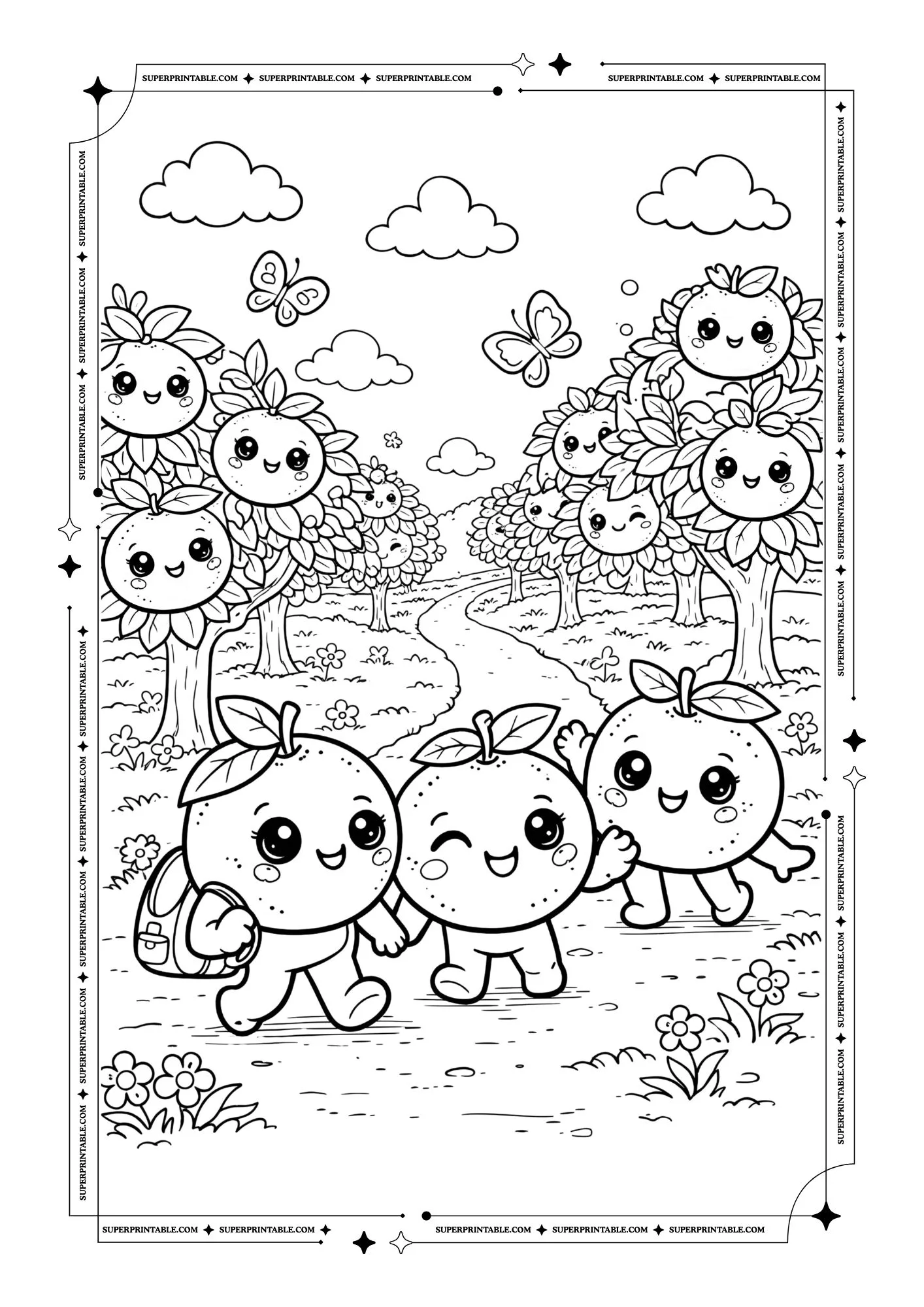 Cute Orange Coloring Pages 3