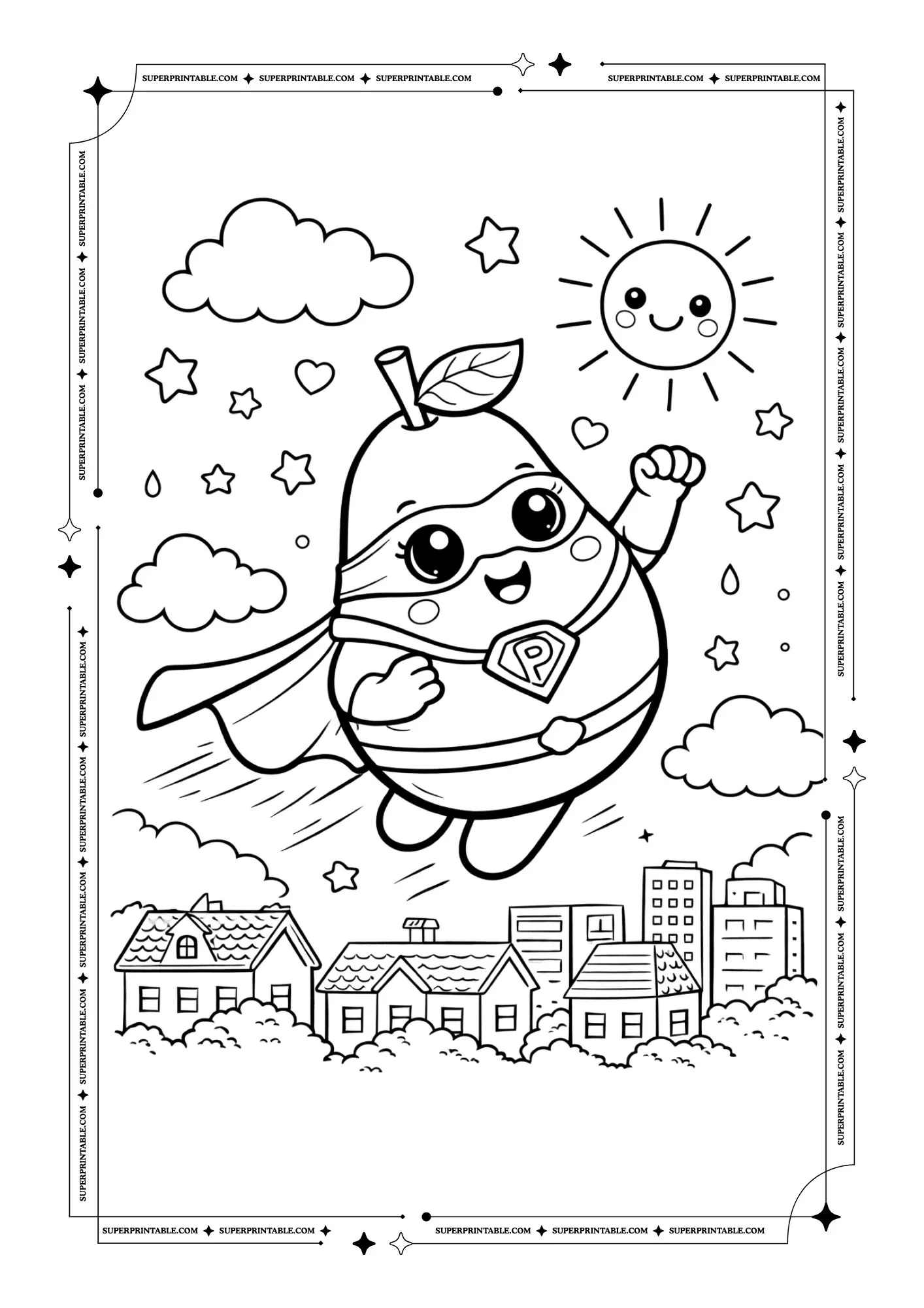 Cute Pear Coloring Pages 10