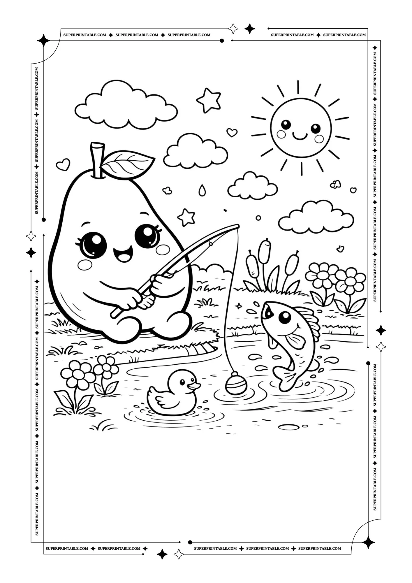 Cute Pear Coloring Pages 11