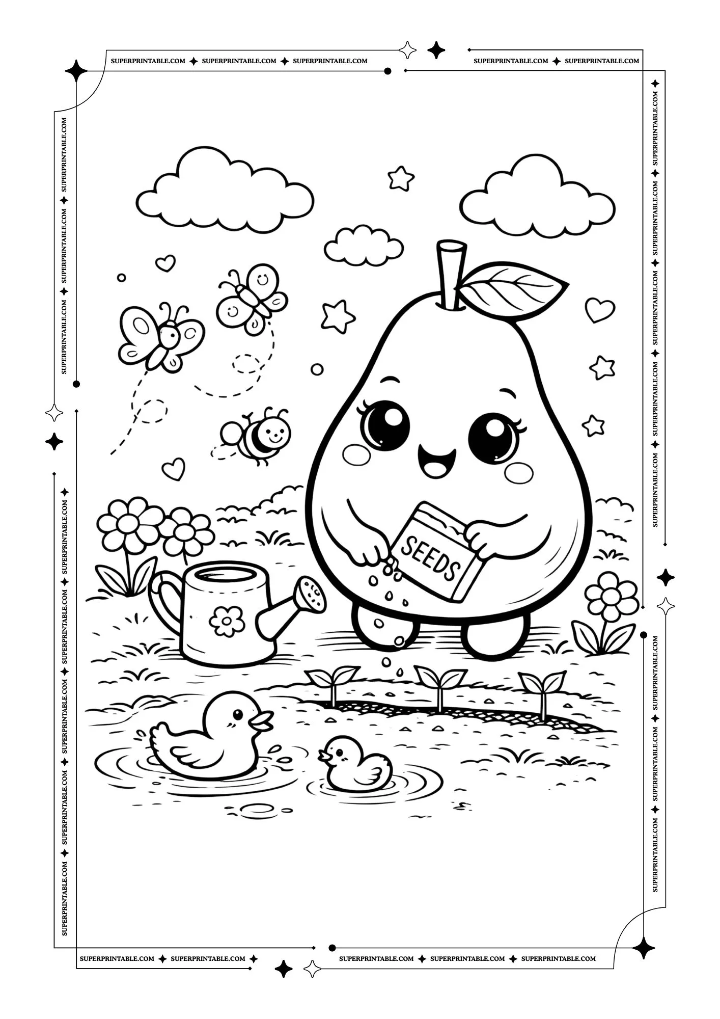 Cute Pear Coloring Pages 12