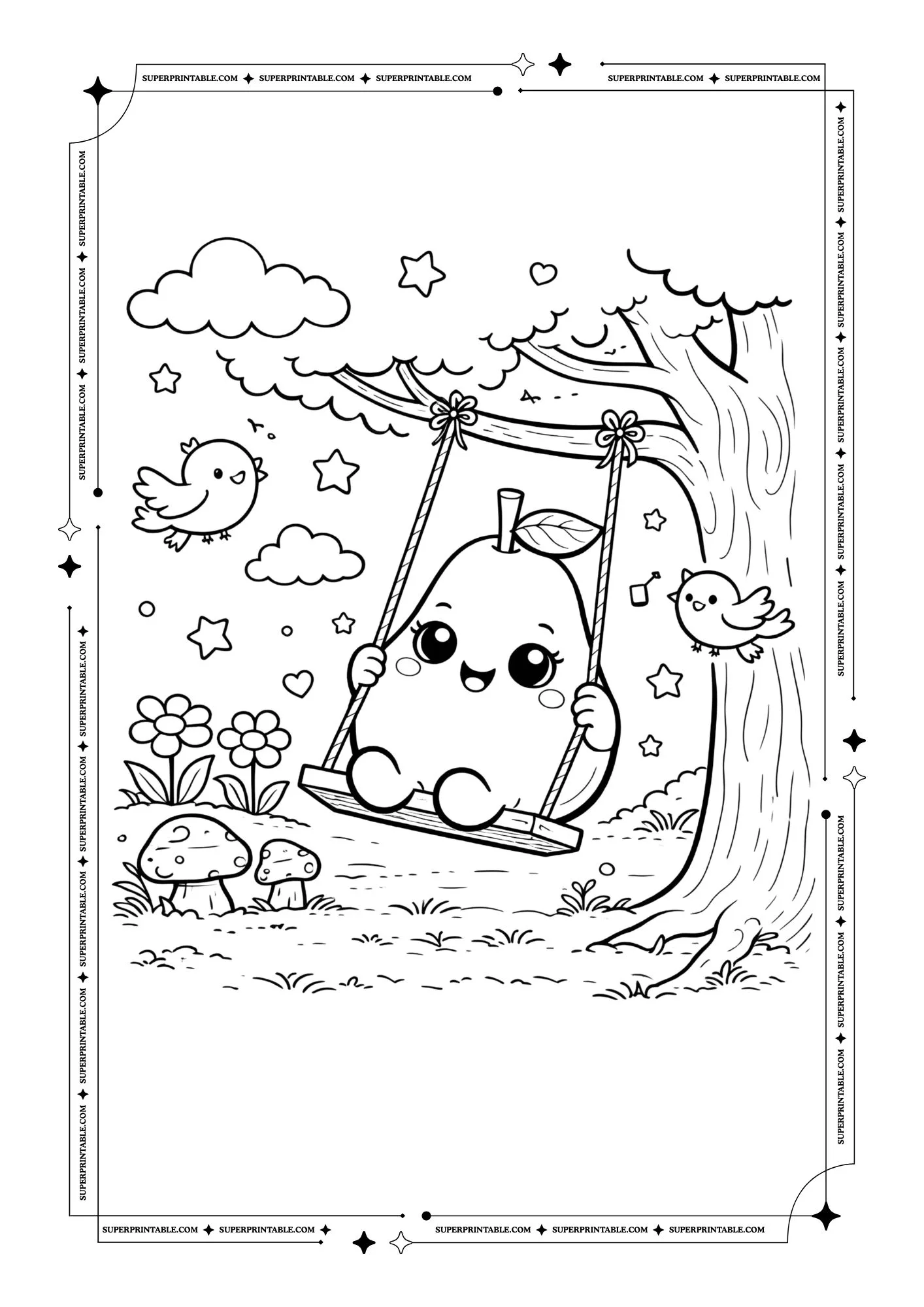 Cute Pear Coloring Pages 13