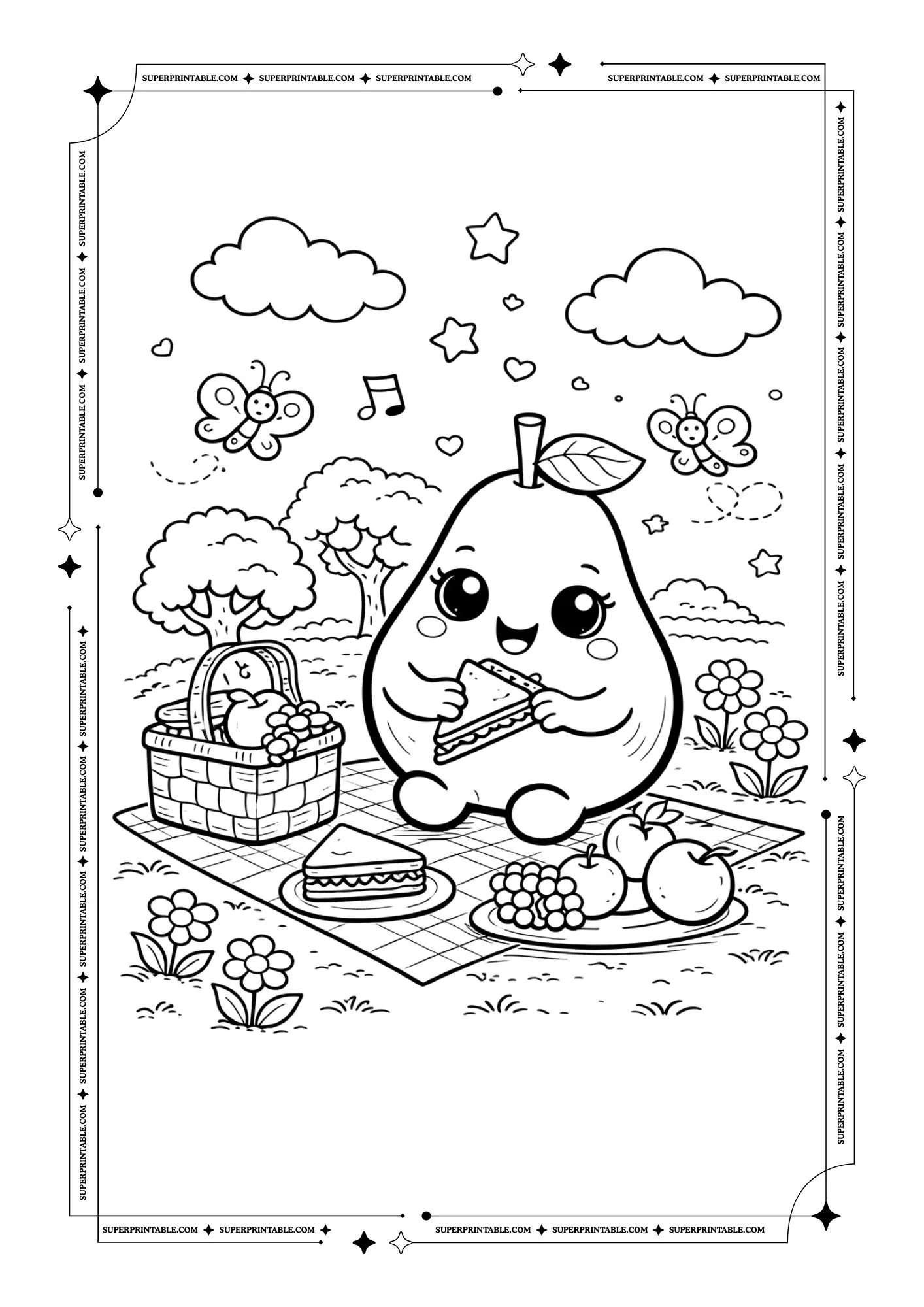 Cute Pear Coloring Pages 14