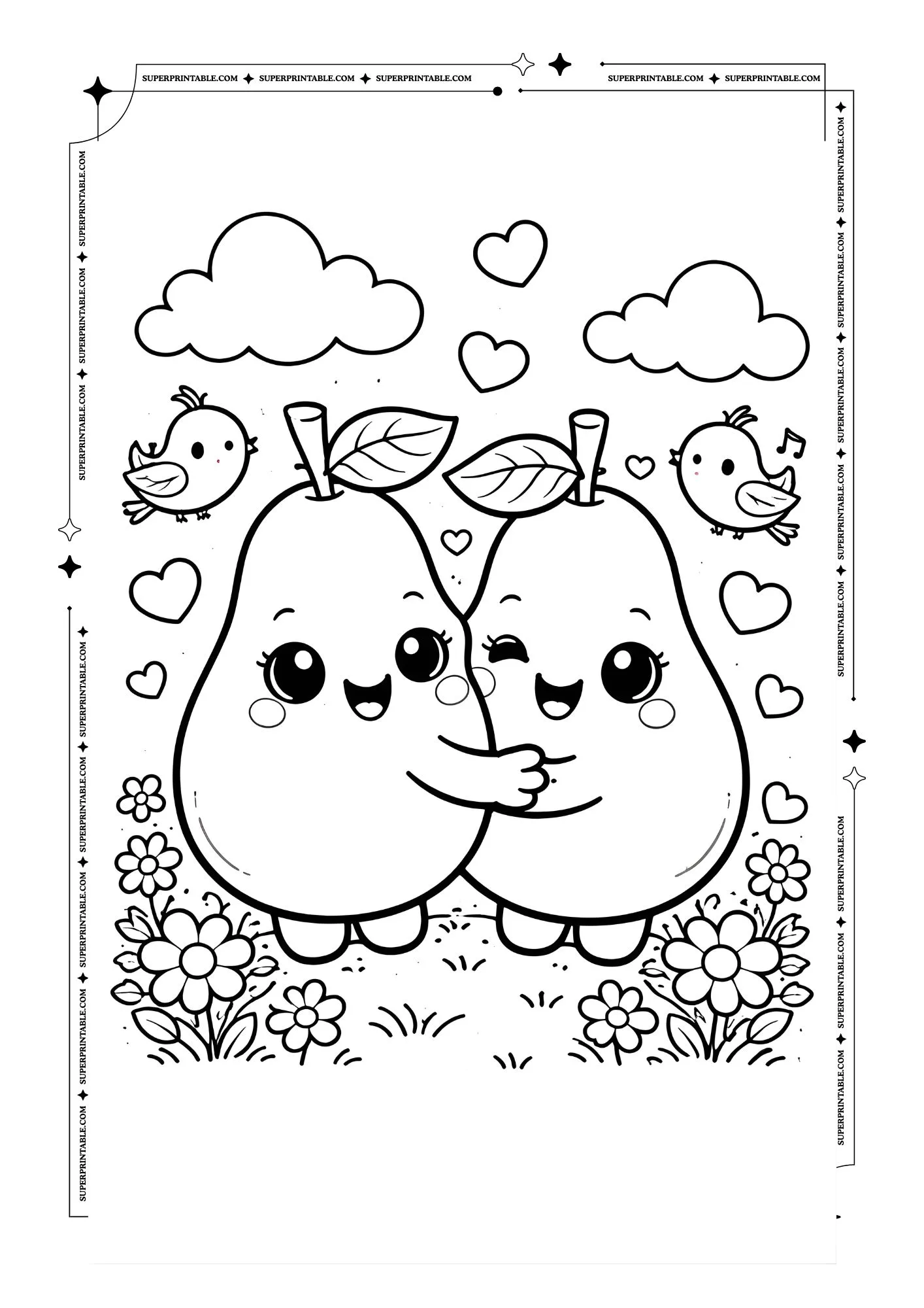 Cute Pear Coloring Pages 2
