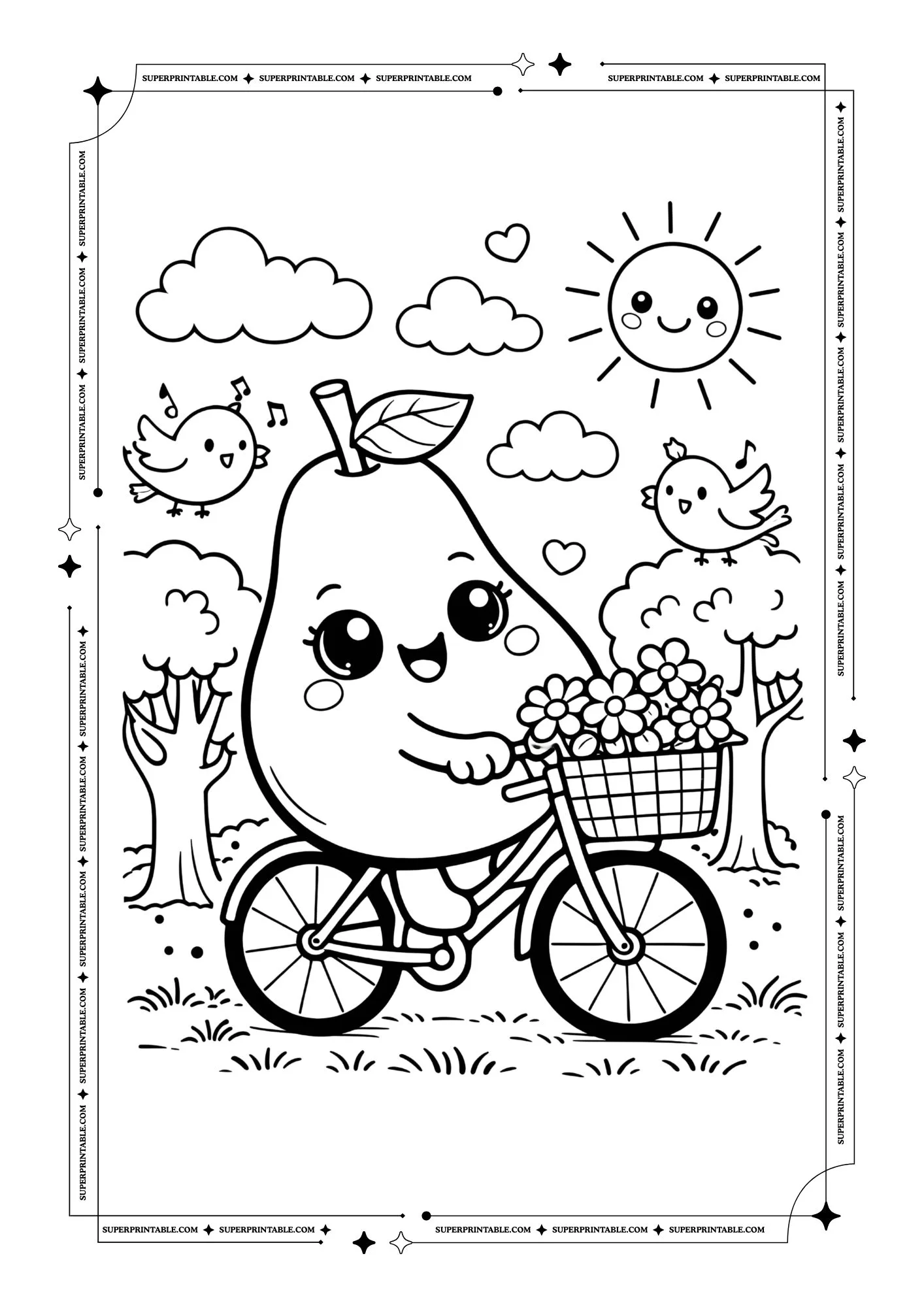Cute Pear Coloring Pages 3