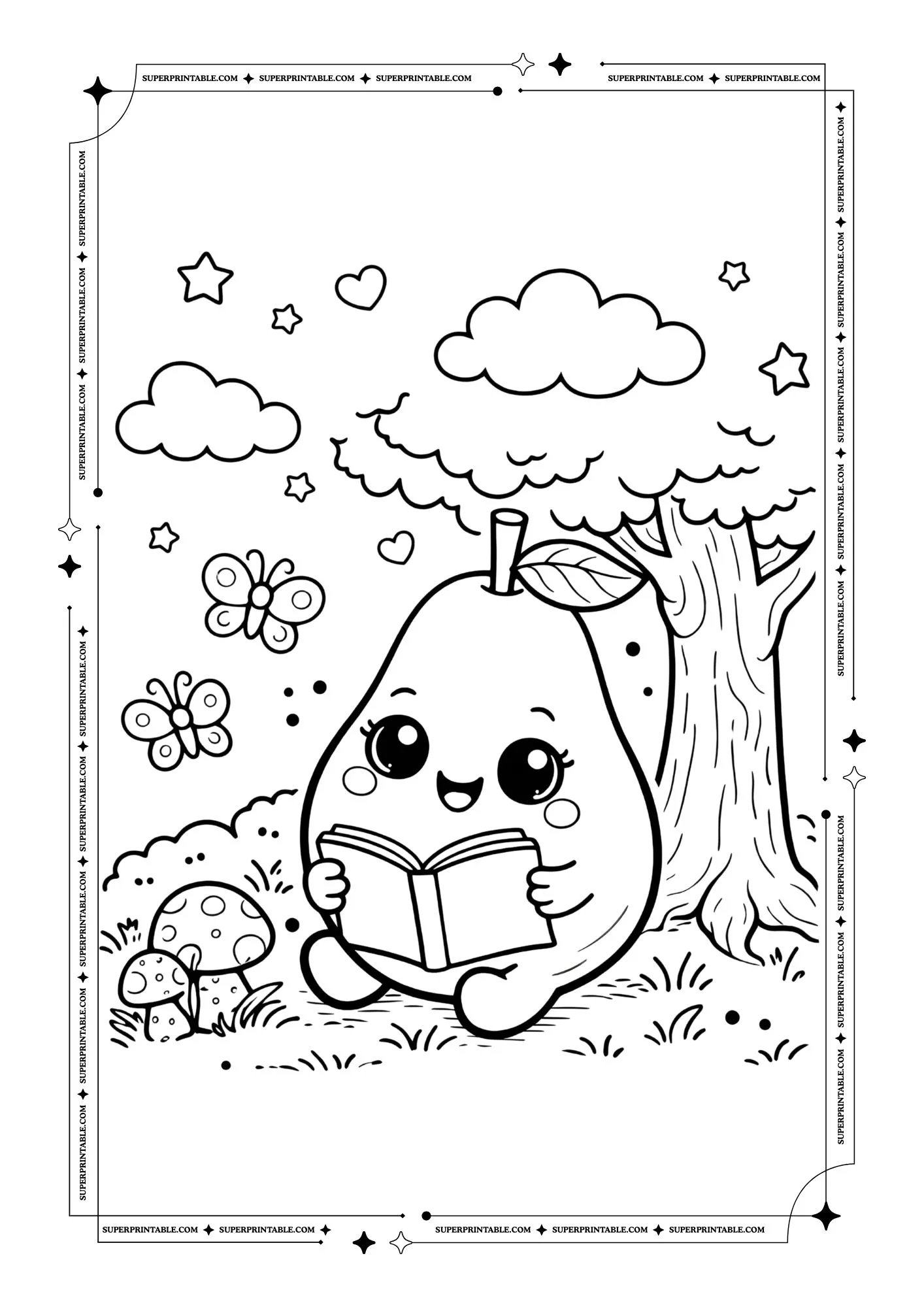 Cute Pear Coloring Pages 4