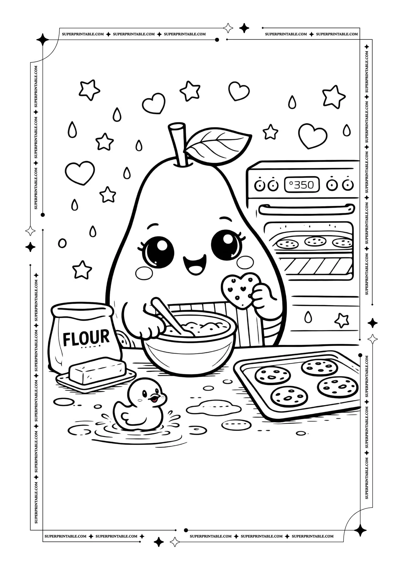 Cute Pear Coloring Pages 6