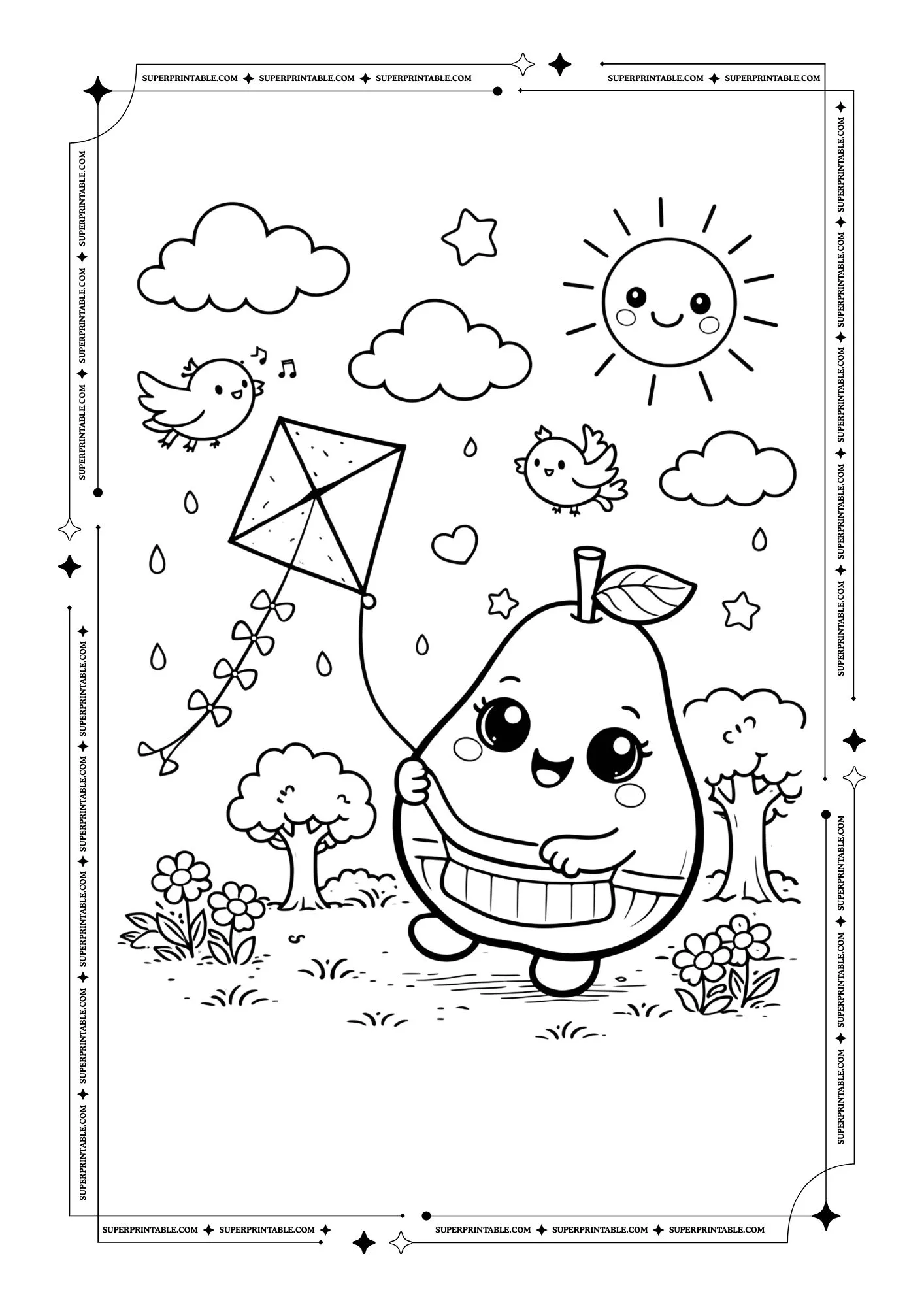 Cute Pear Coloring Pages 7