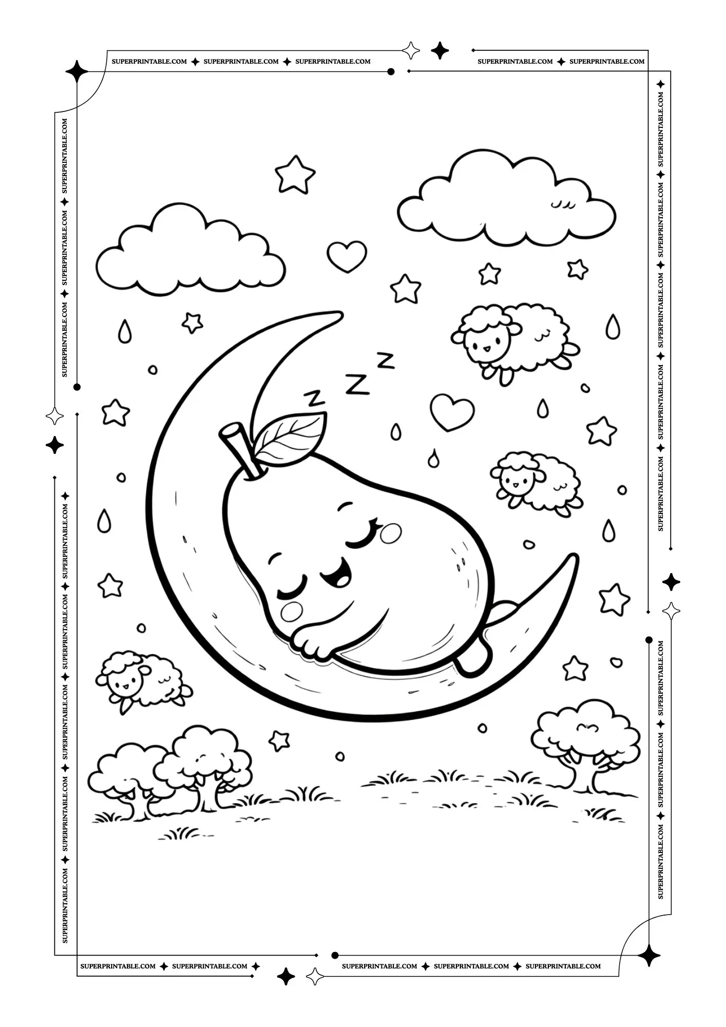 Cute Pear Coloring Pages 9
