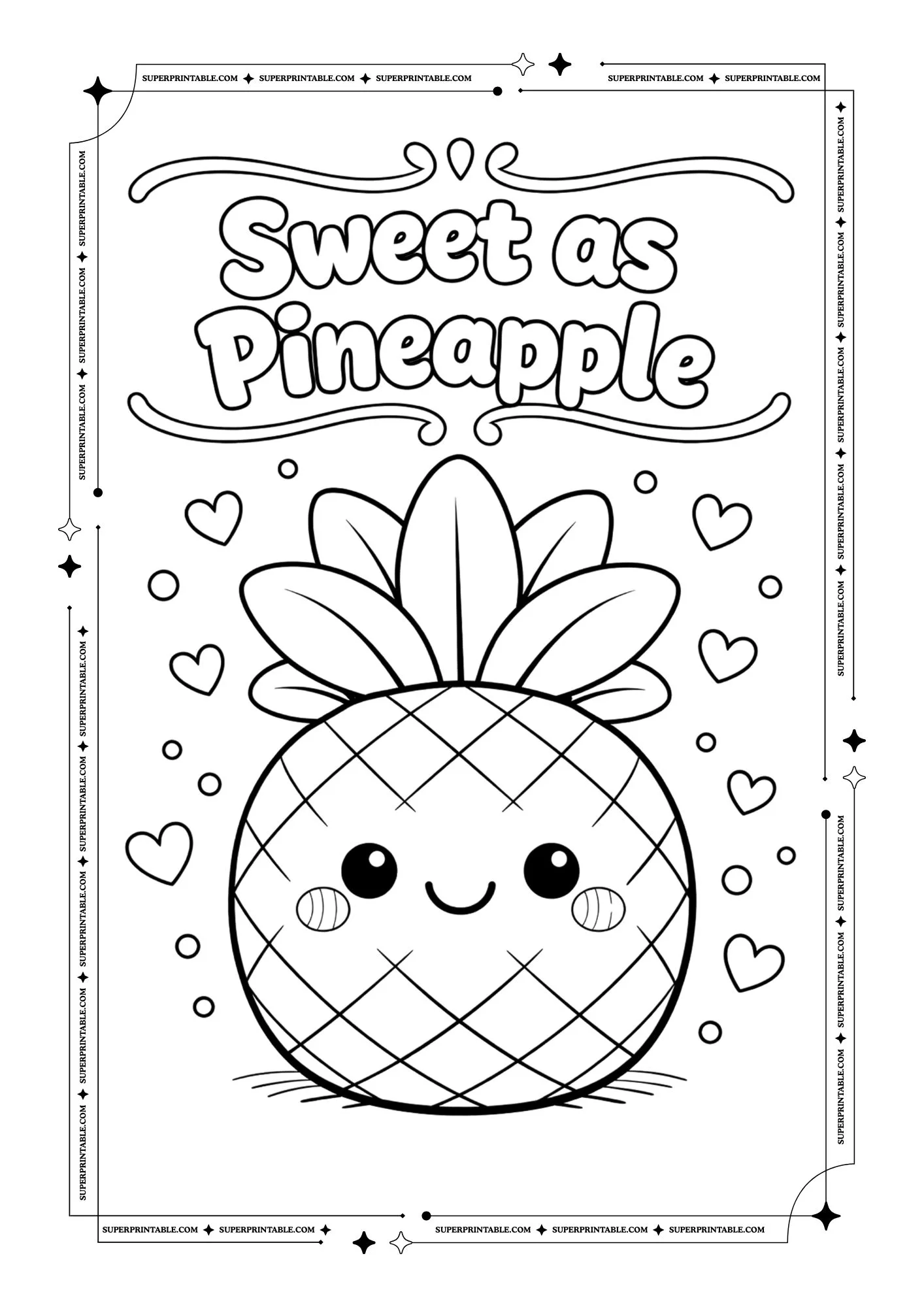 Cute Pineapple Coloring Pages 1