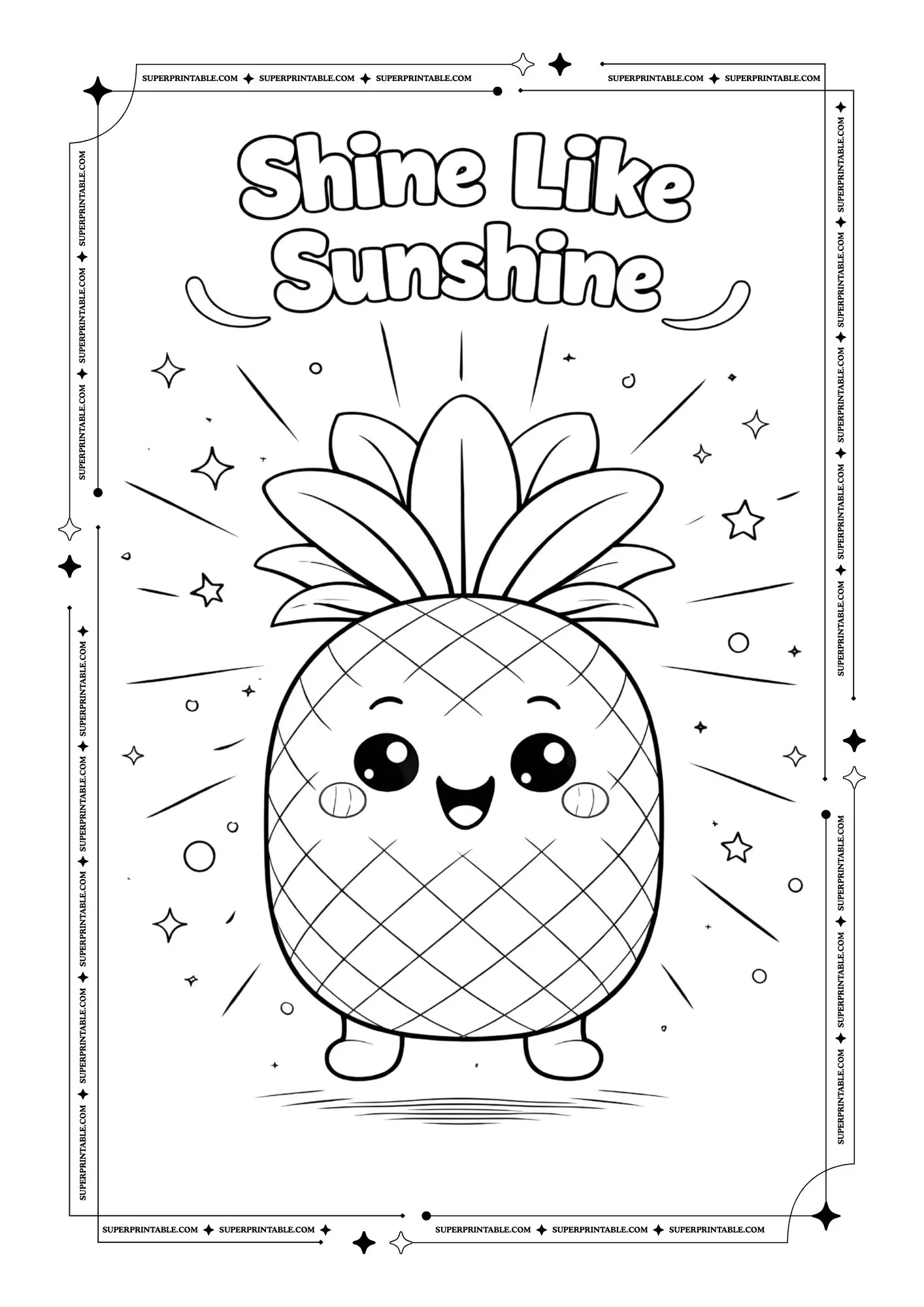 Cute Pineapple Coloring Pages 11