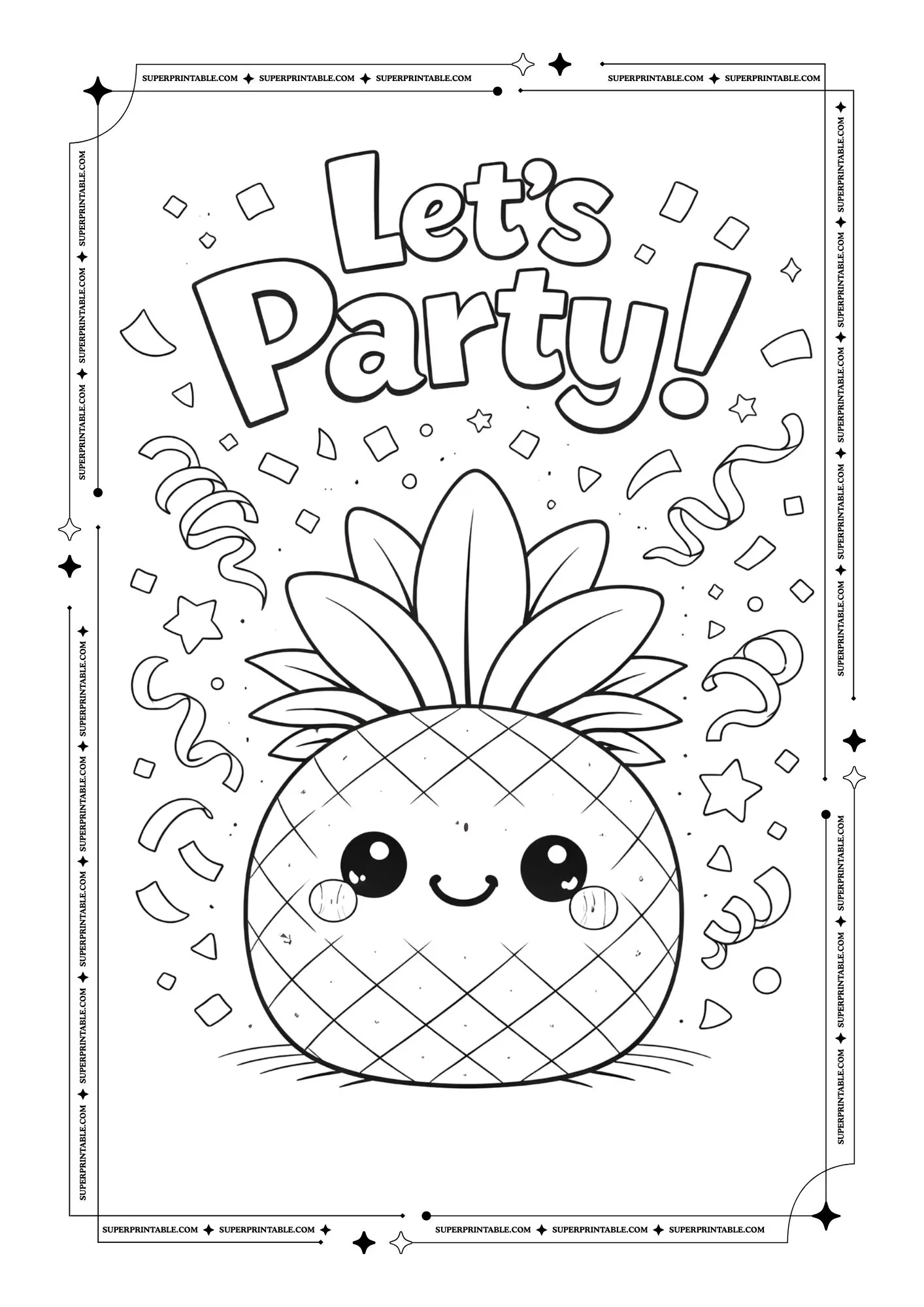 Cute Pineapple Coloring Pages 12