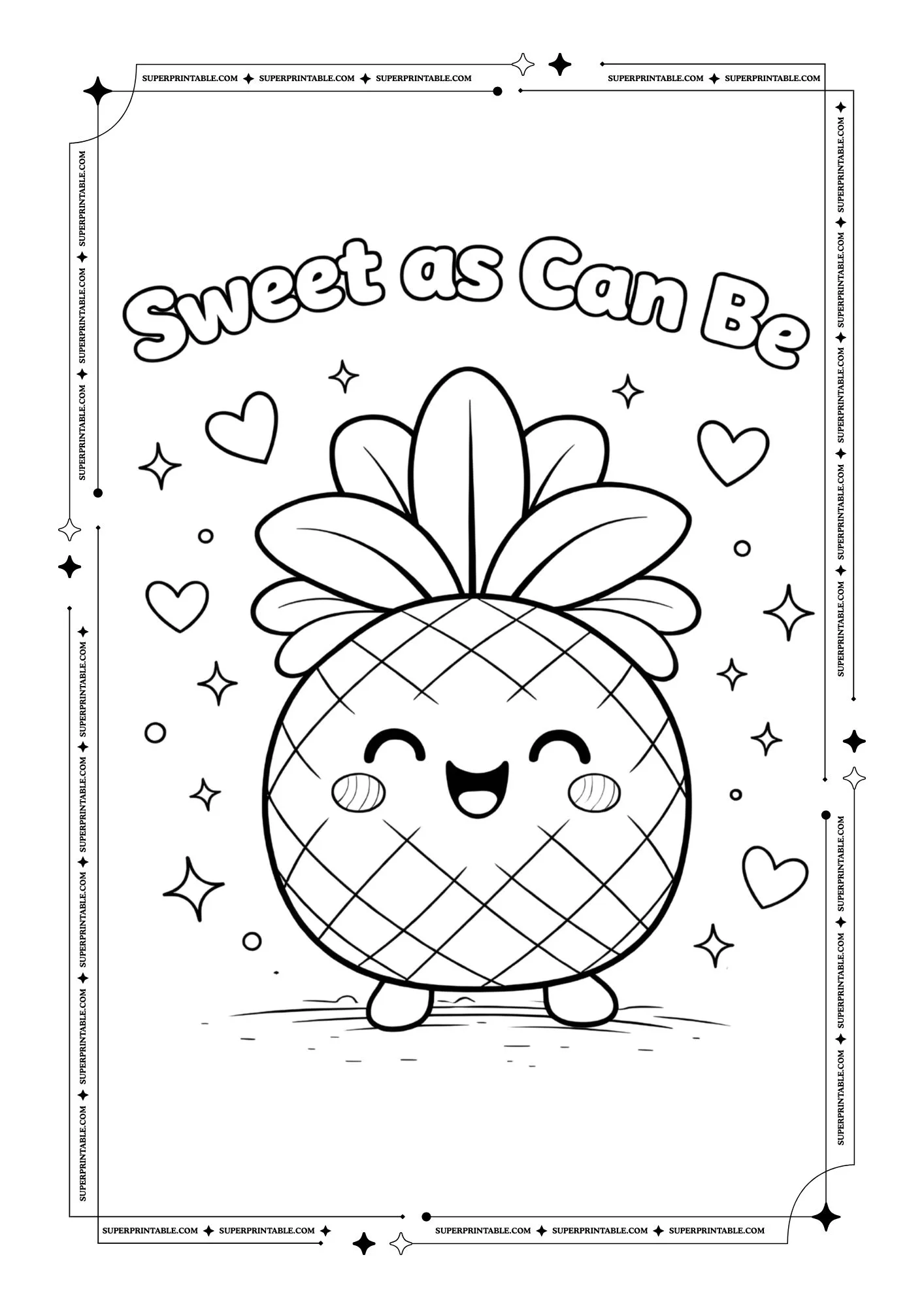 Cute Pineapple Coloring Pages 13