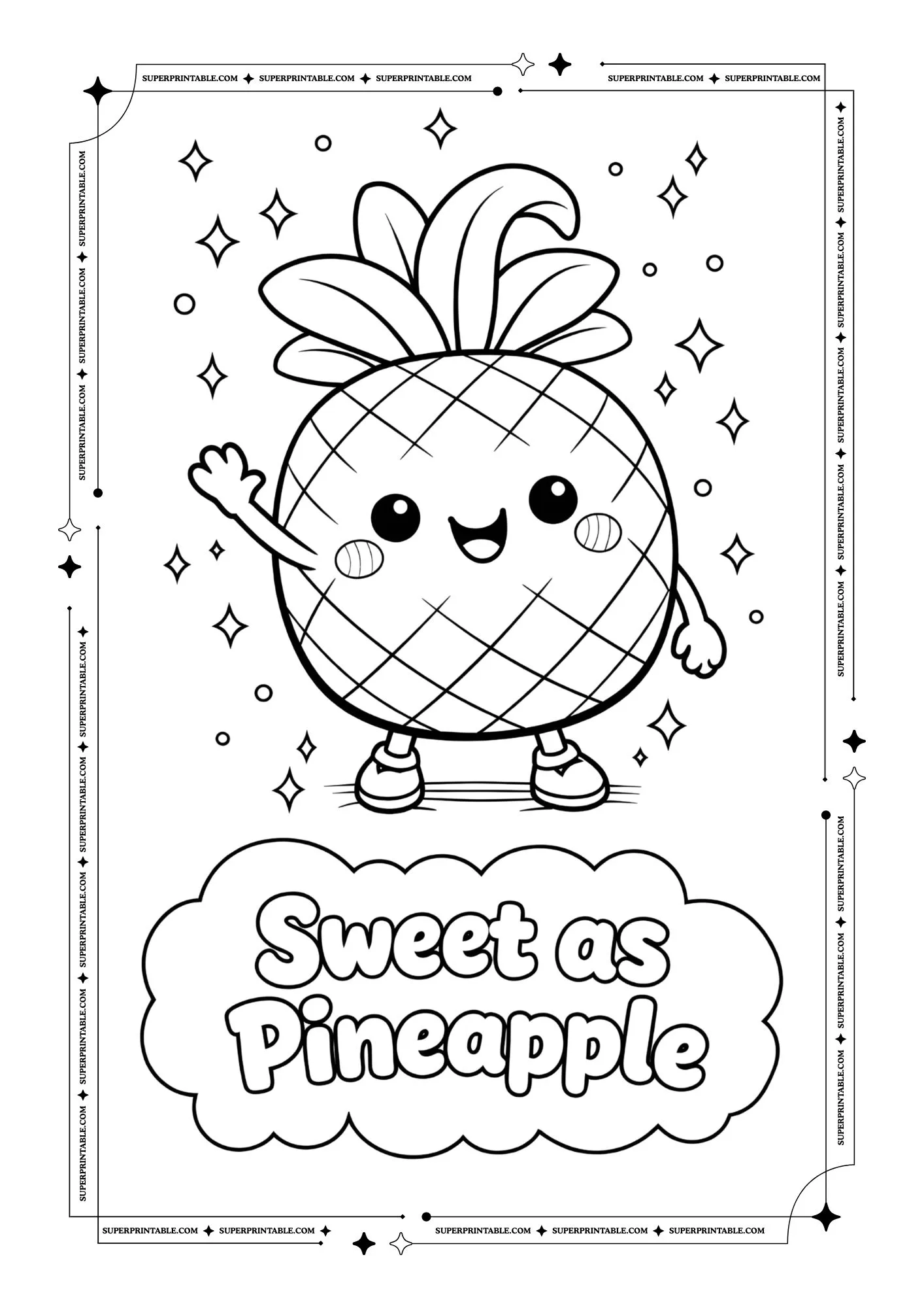 Cute Pineapple Coloring Pages 2